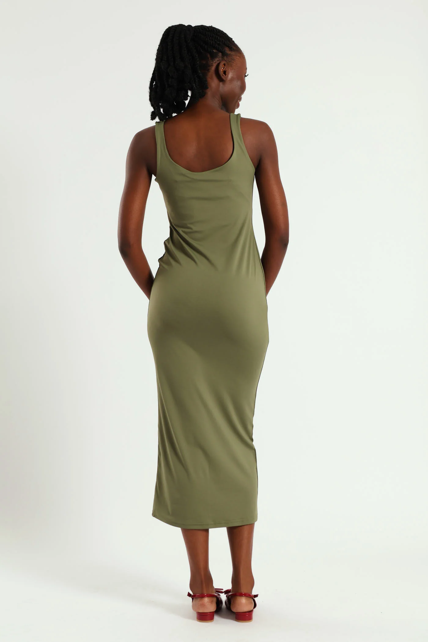 Strappy Polyamide Midi Dress - Fatigue - Image 2