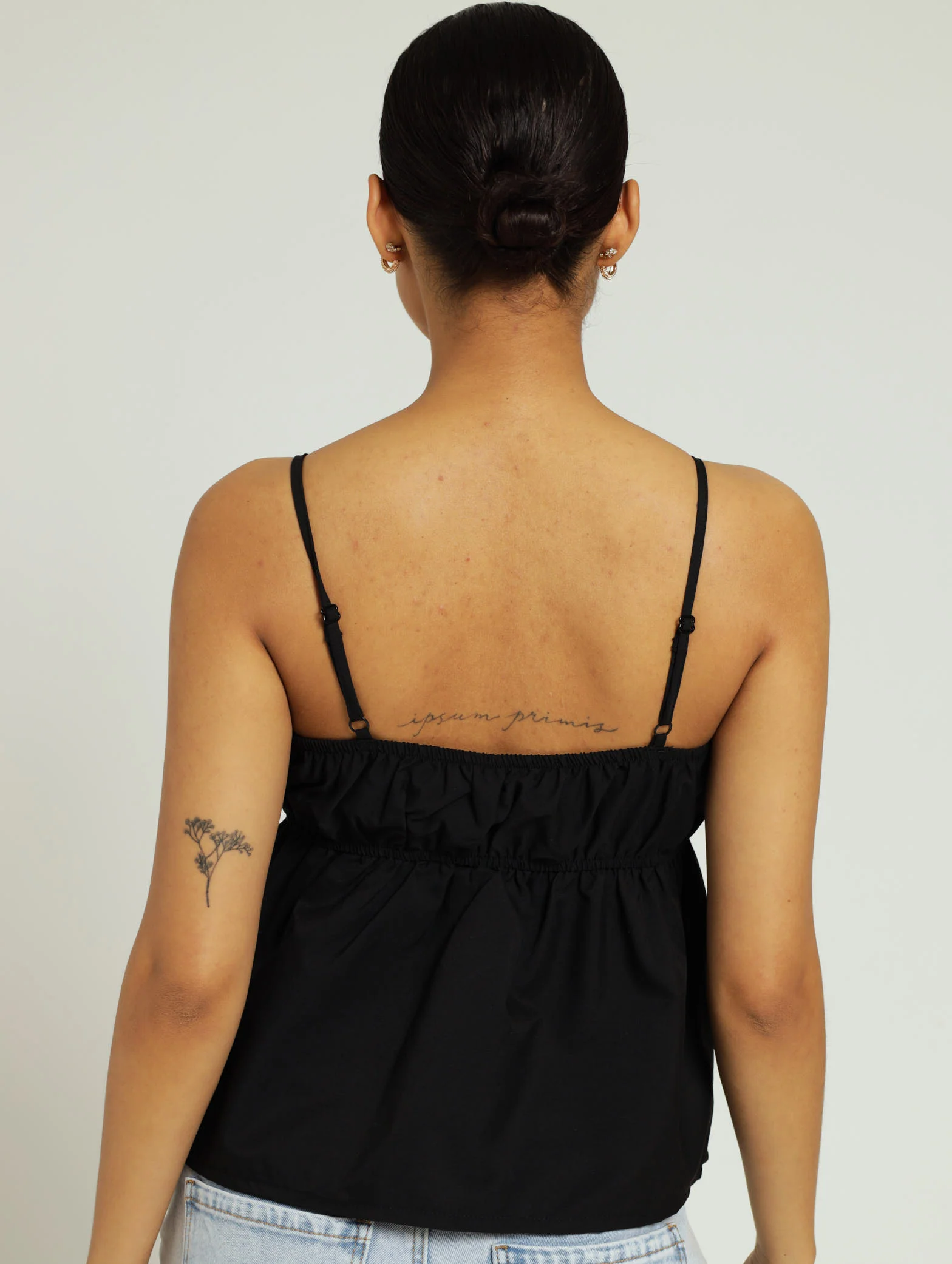 Strappy Poplin Cami - Black - Image 3