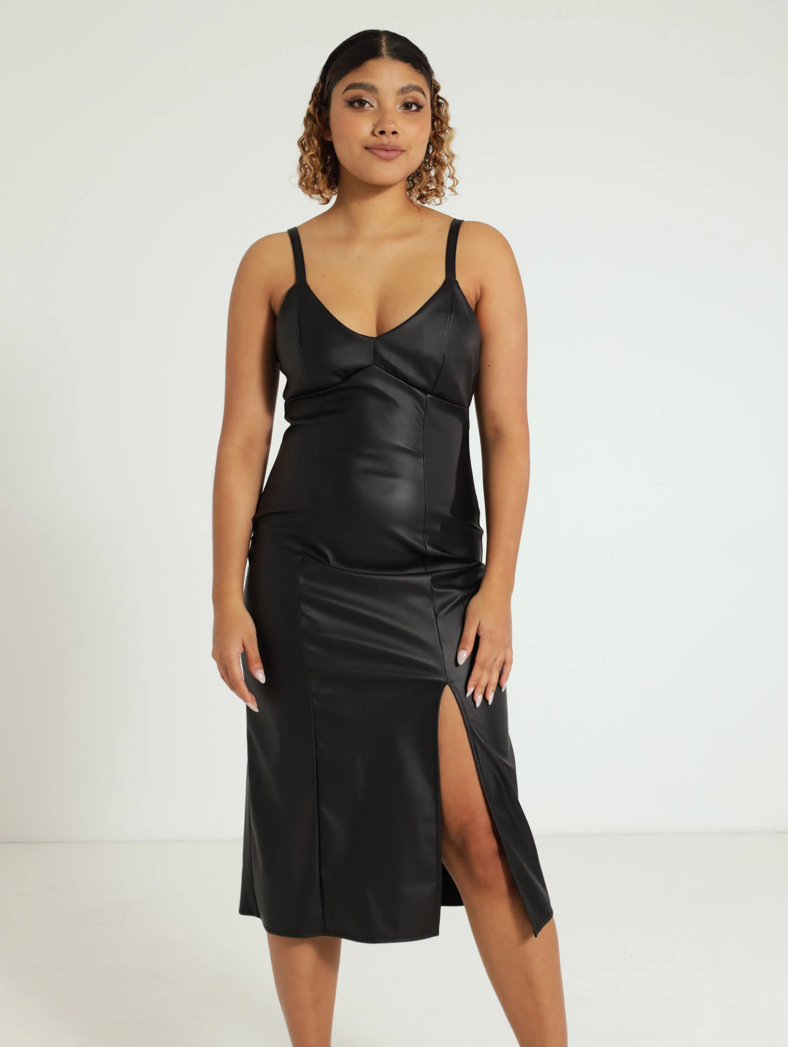 Strappy Pu Slip Dress