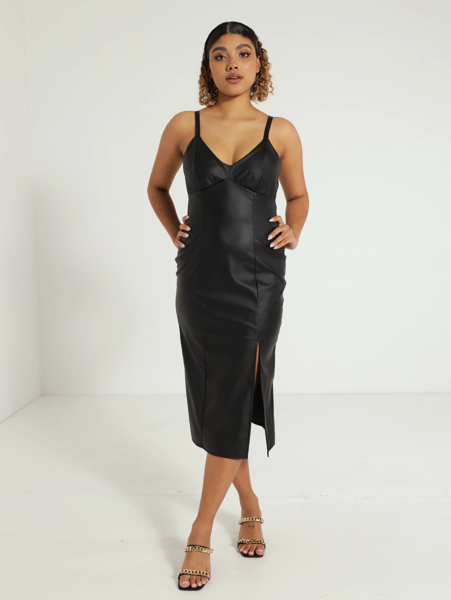 Strappy Pu Slip Dress - Image 2