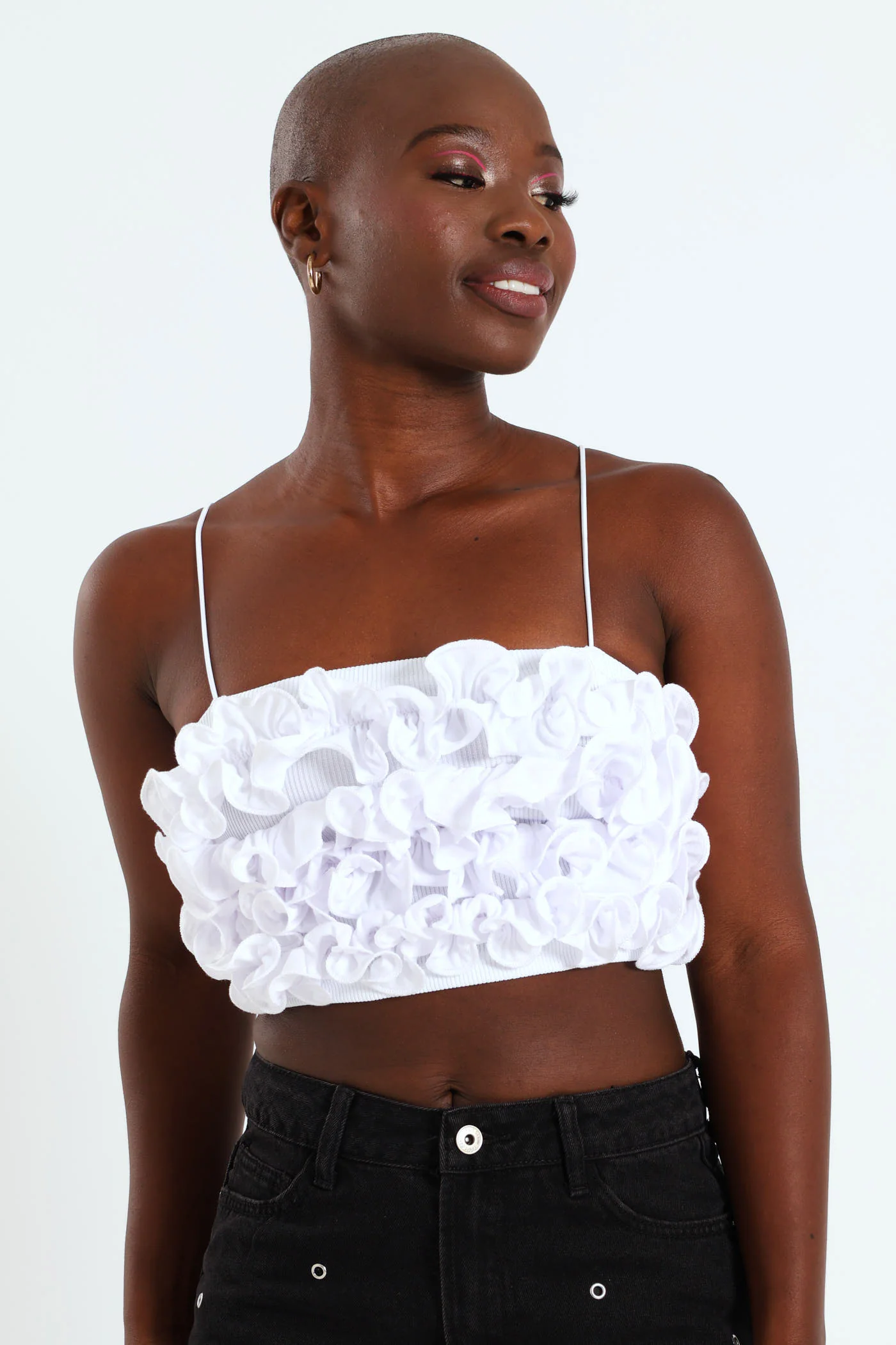 Strappy Ruffle Top - White