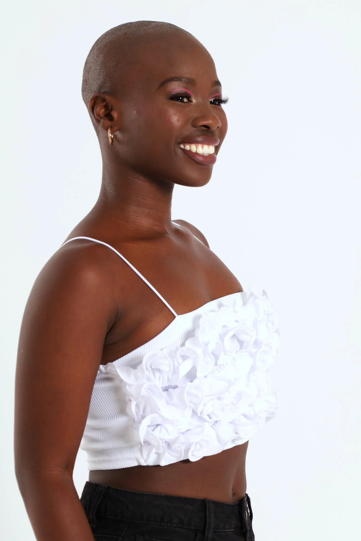 Strappy Ruffle Top - White - Image 2