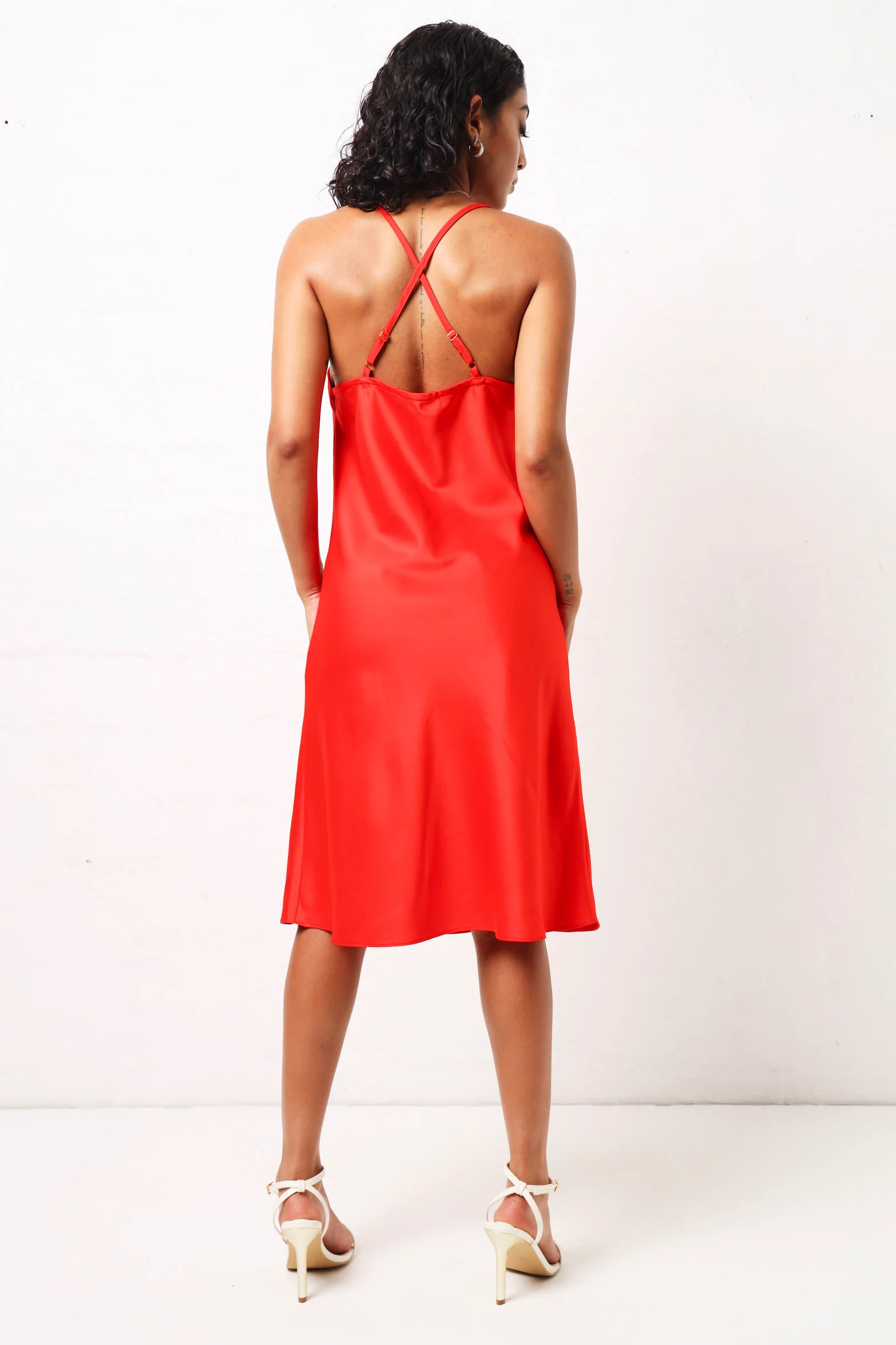 Strappy Satin Mini Dress - Orange - Image 2