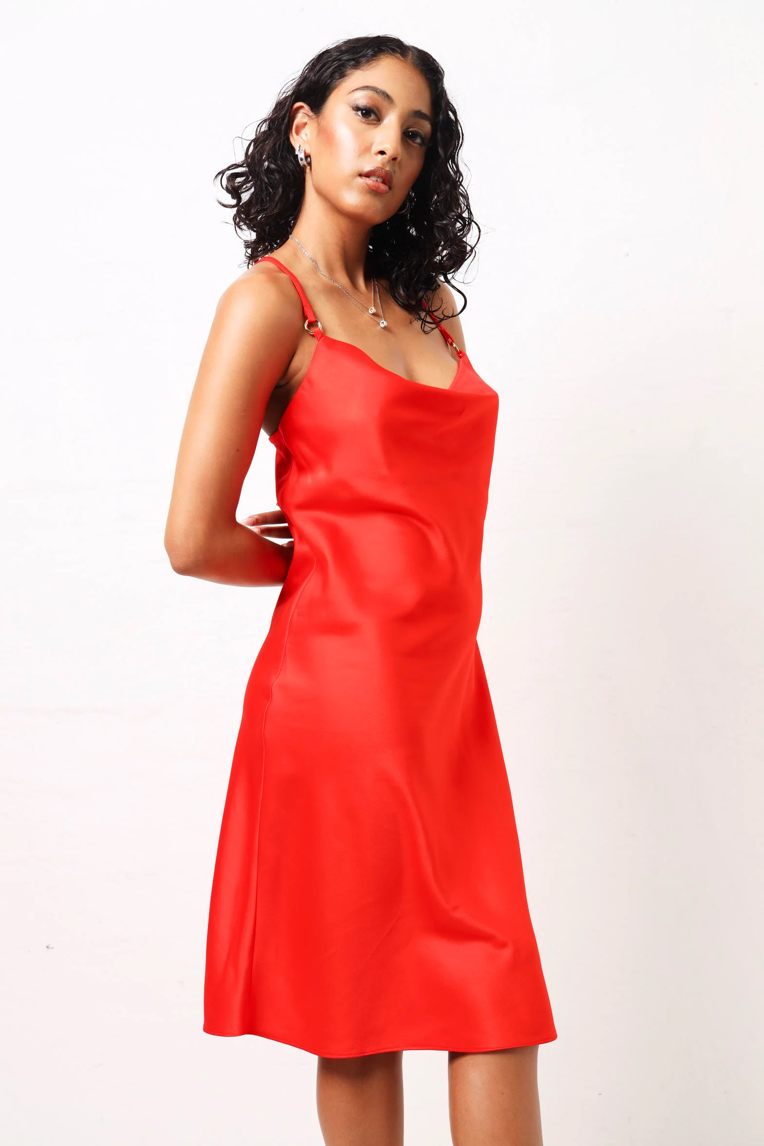 Strappy Satin Mini Dress - Orange - Image 3
