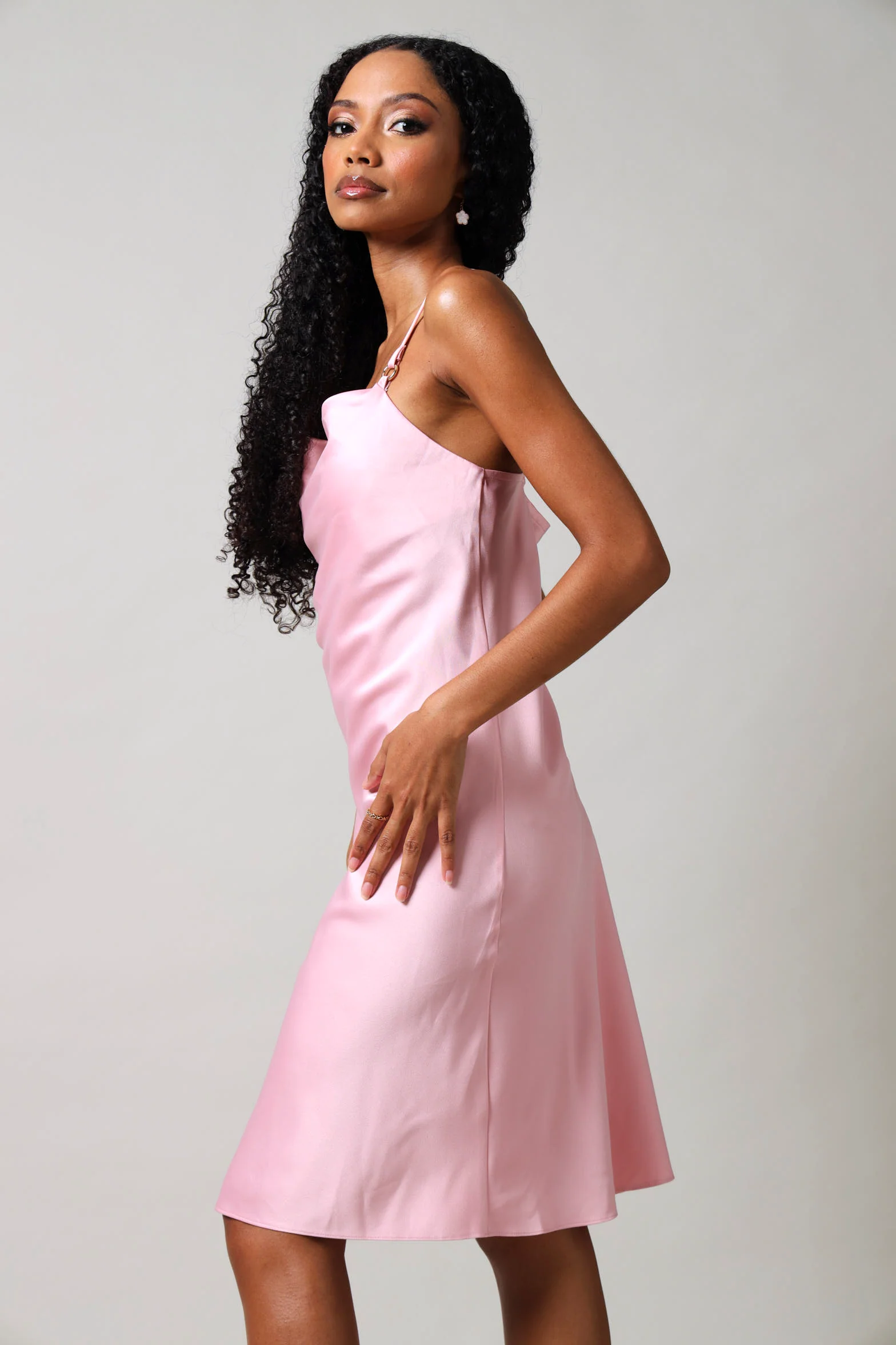 Strappy Satin Mini Dress - Pink - Image 2