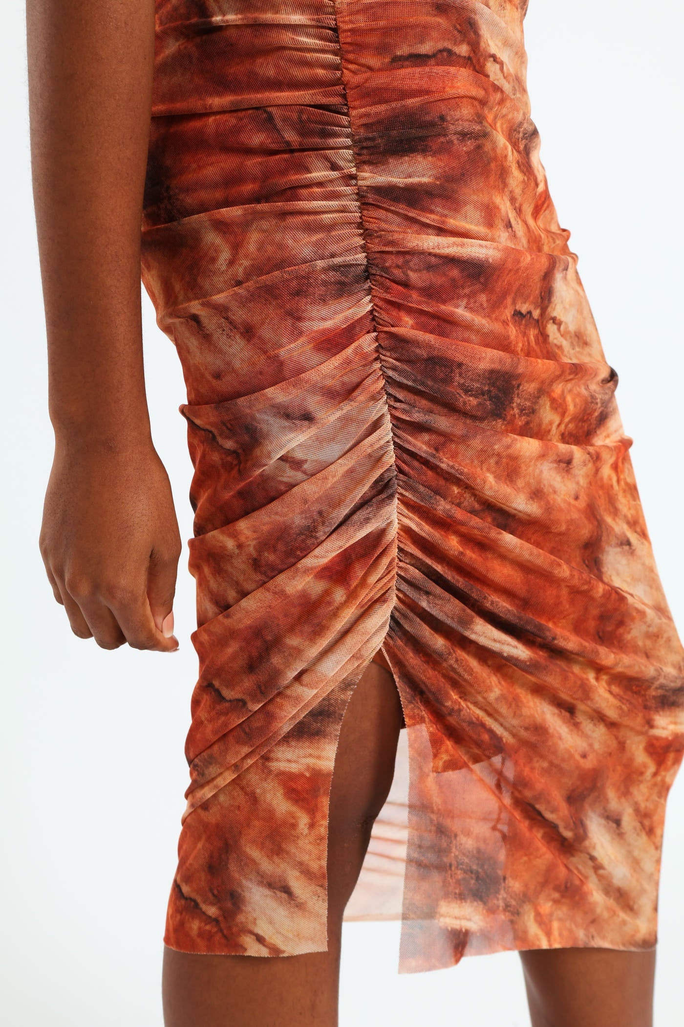 Strappy Side Gauged Midi Dress - Multi - Image 2