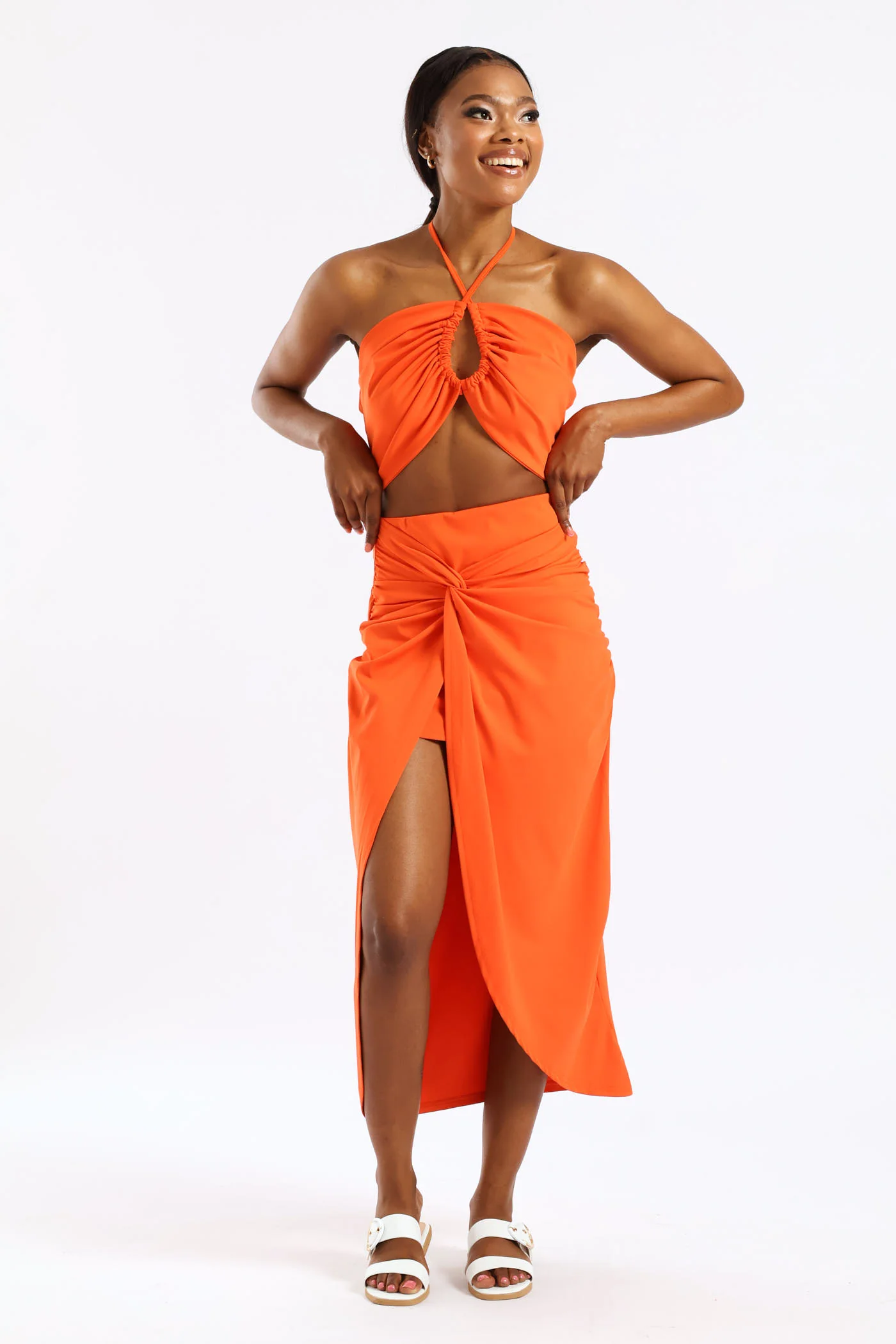 Strappy Slinky Crop Top - Orange - Image 2