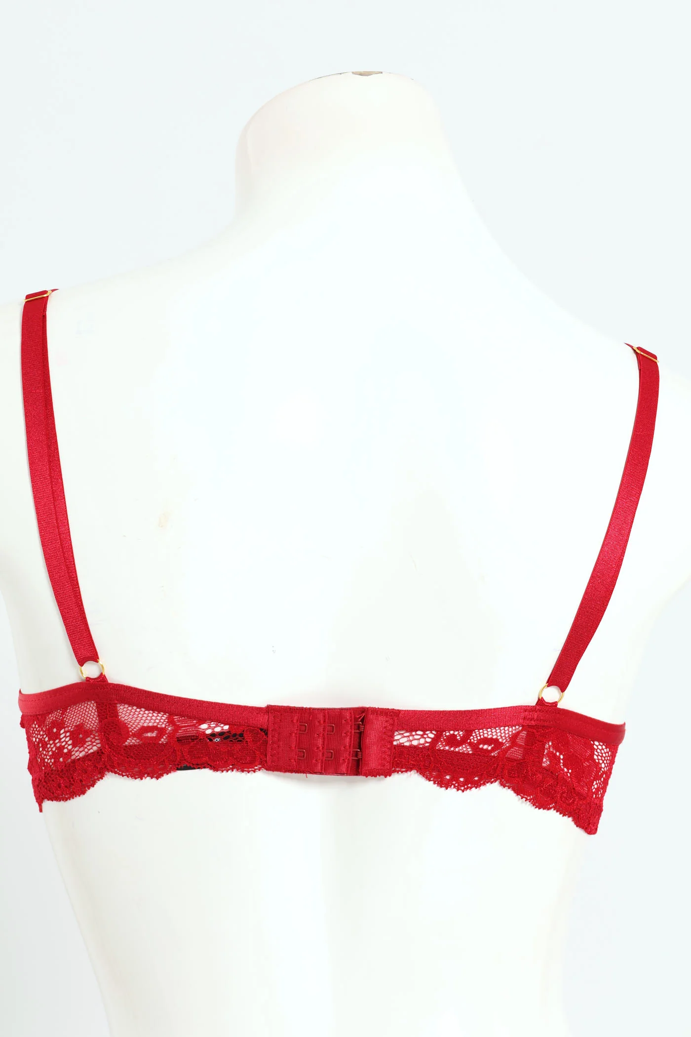 Strappy Y-Front T-Shirt Bra - Red - Image 3