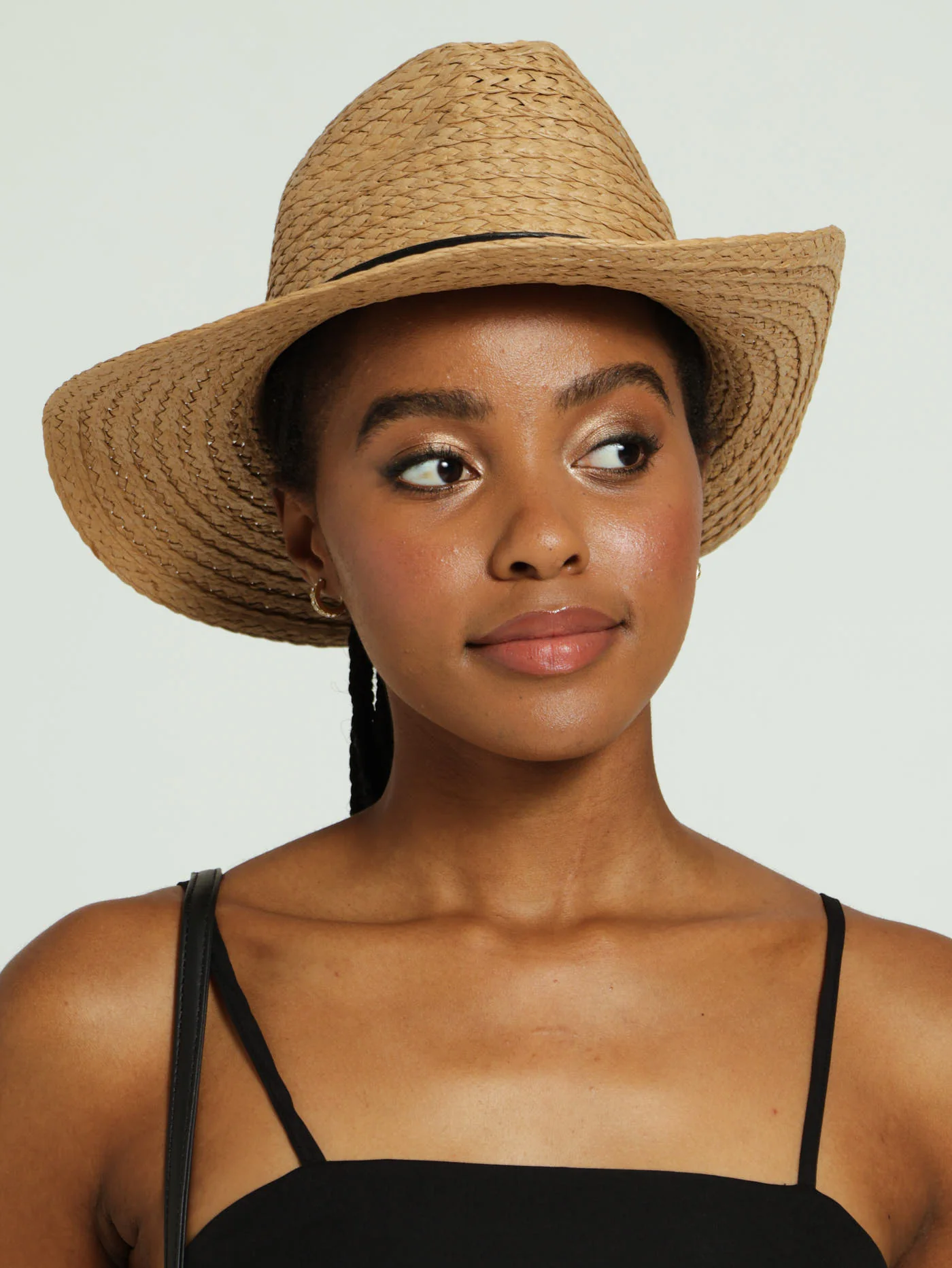 Straw Fedora With Pu Metal Trim Band - Natural