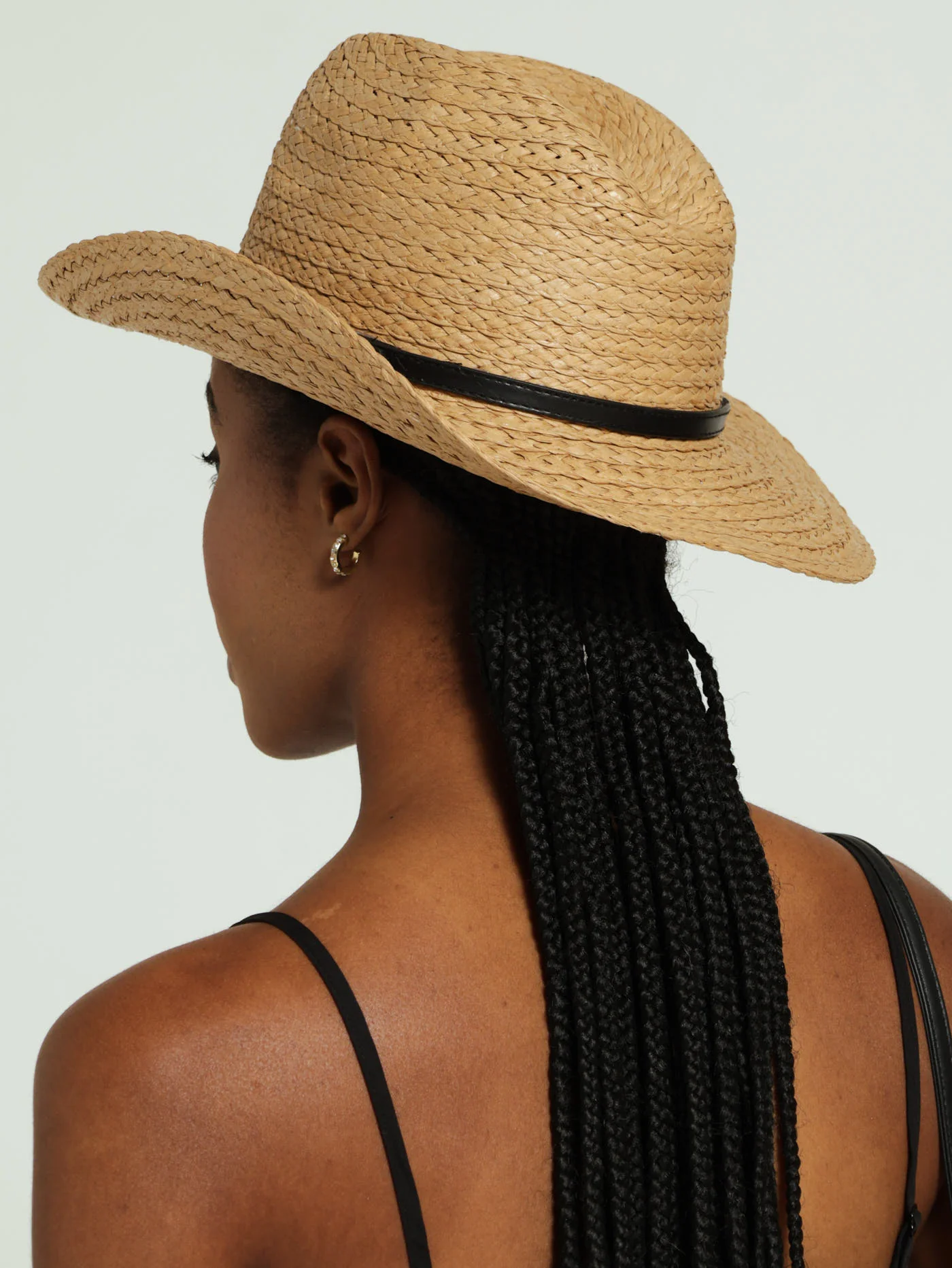 Straw Fedora With Pu Metal Trim Band - Natural - Image 4