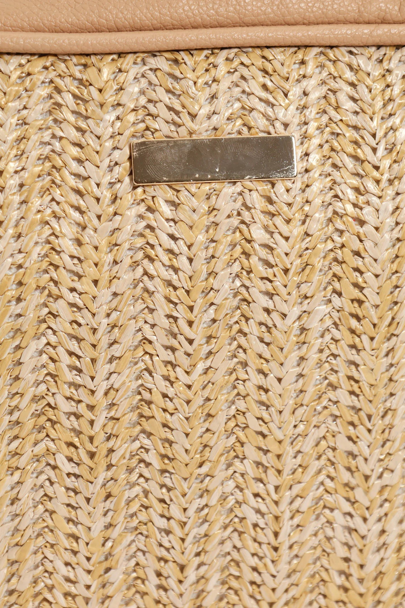 Straw Messenger Bag With Printed Canvas Straps  - Natural - Image 5