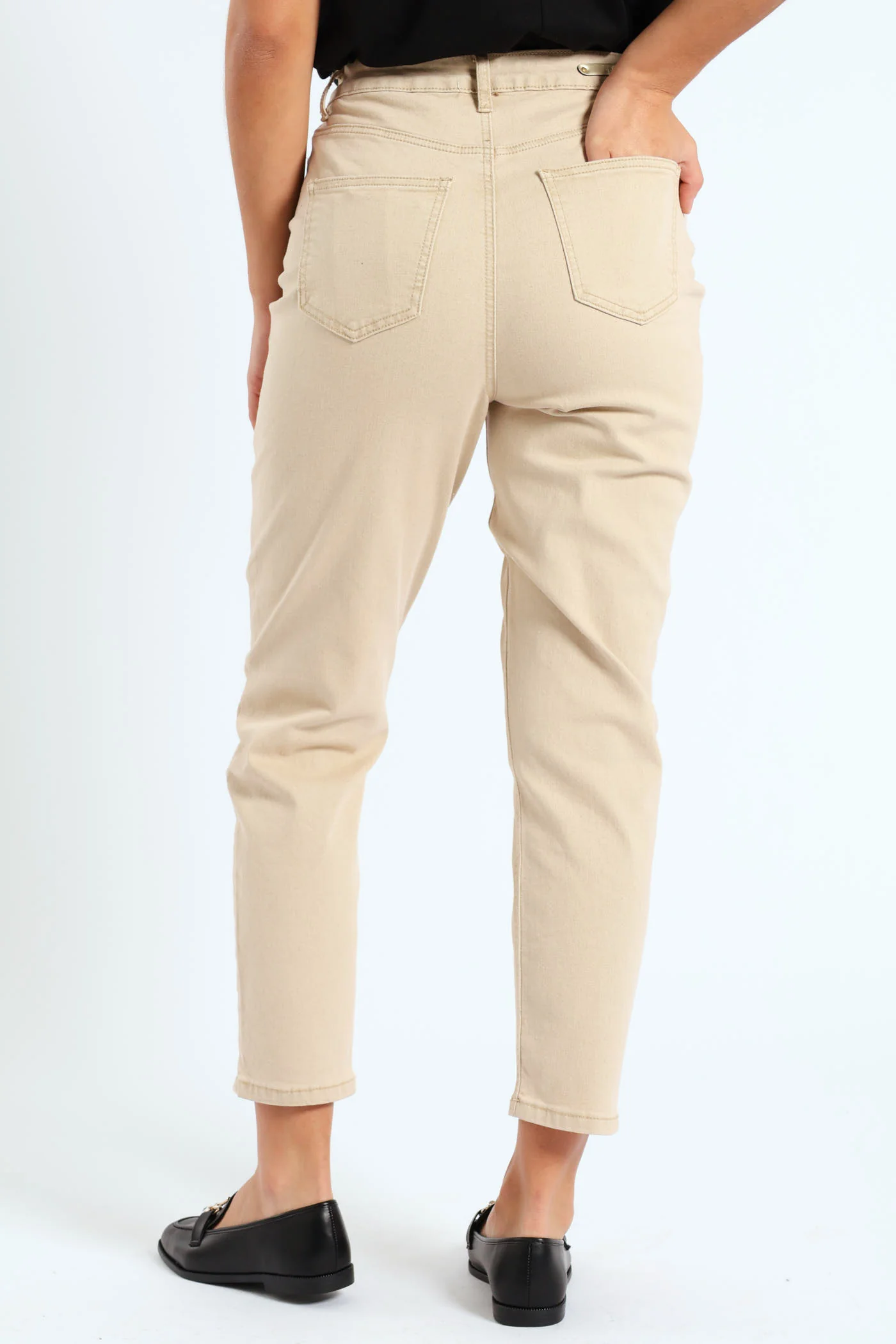 Stretch Twill Mom Jean - Stone - Image 3