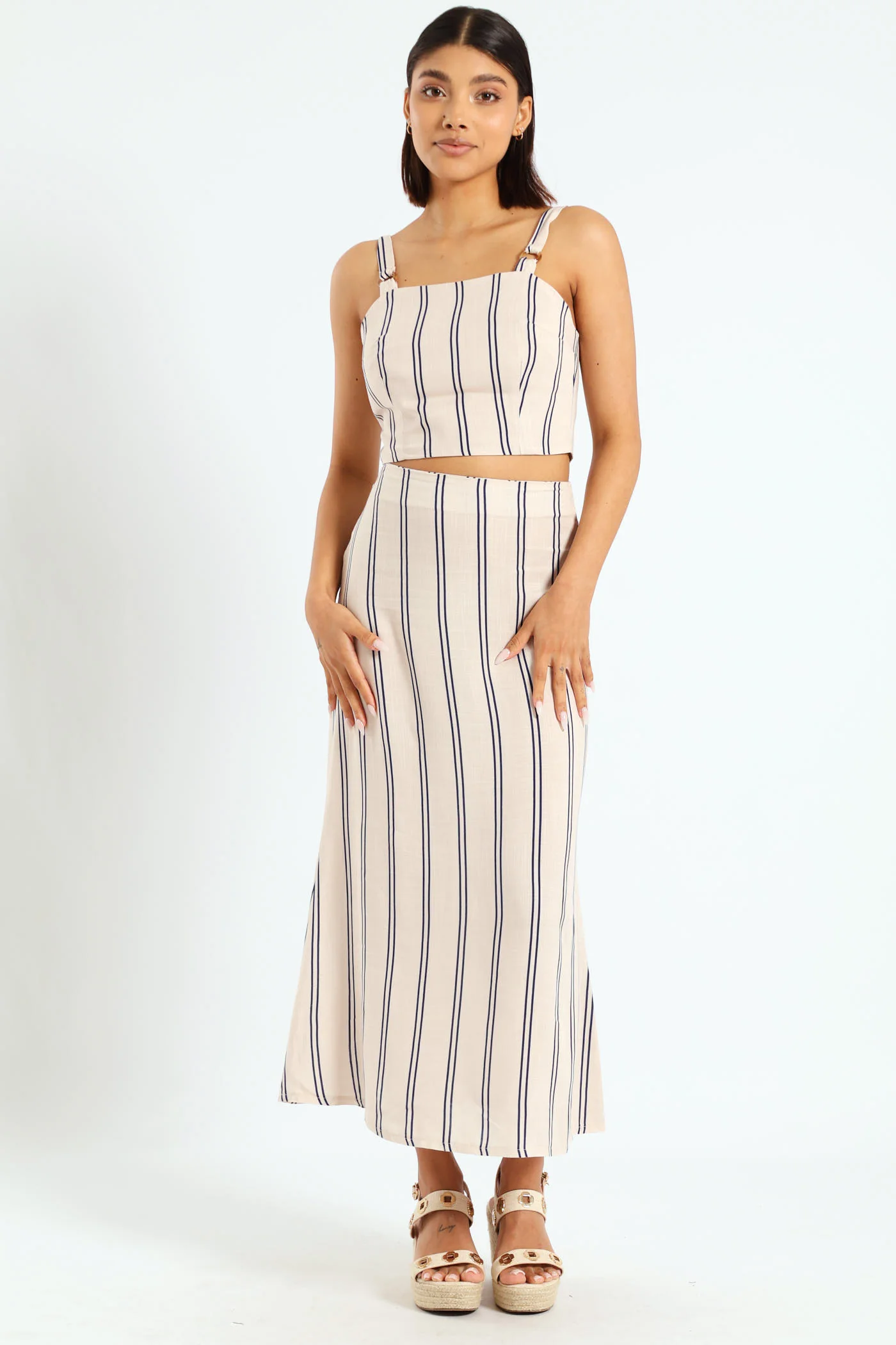 Stripe A Line Maxi Skirt - Multi - Image 2