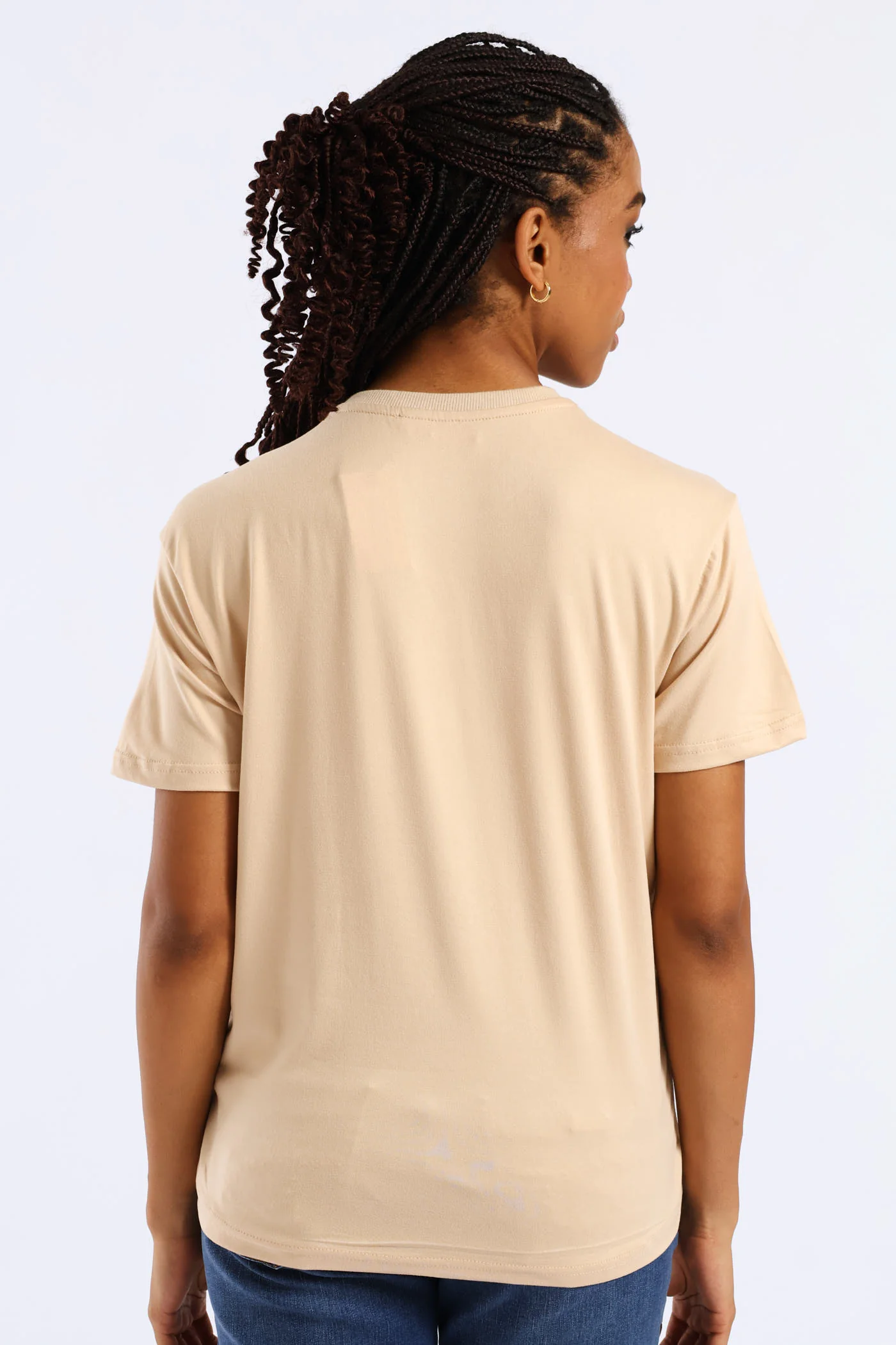 Stripe Blazer Girl Screen Tee - Beige - Image 4