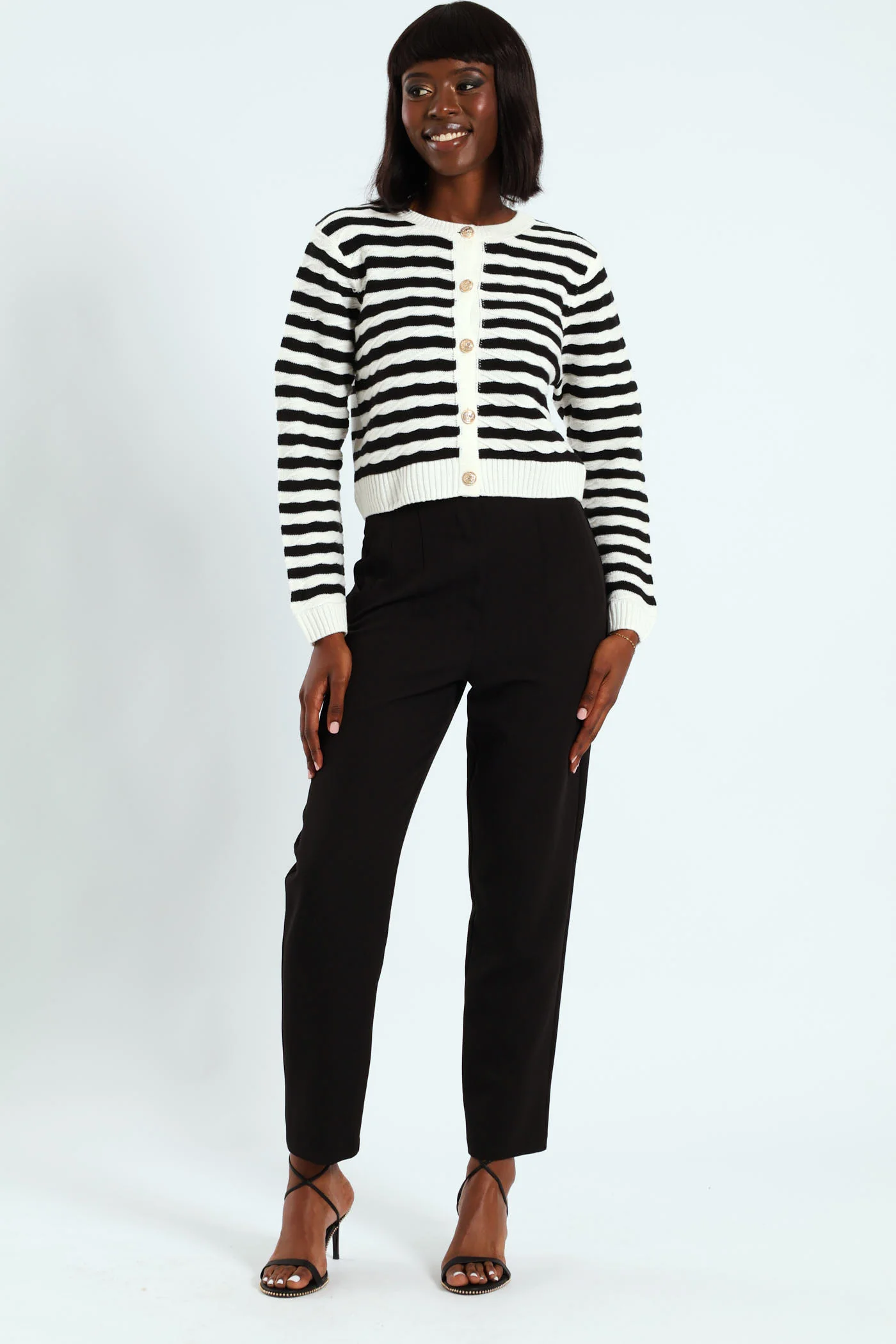 Stripe Cardigan - Black/White - Image 2