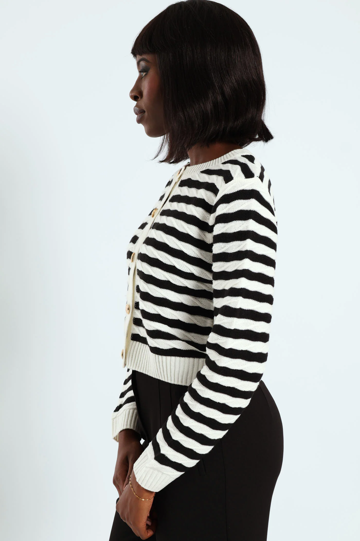 Stripe Cardigan - Black/White - Image 3