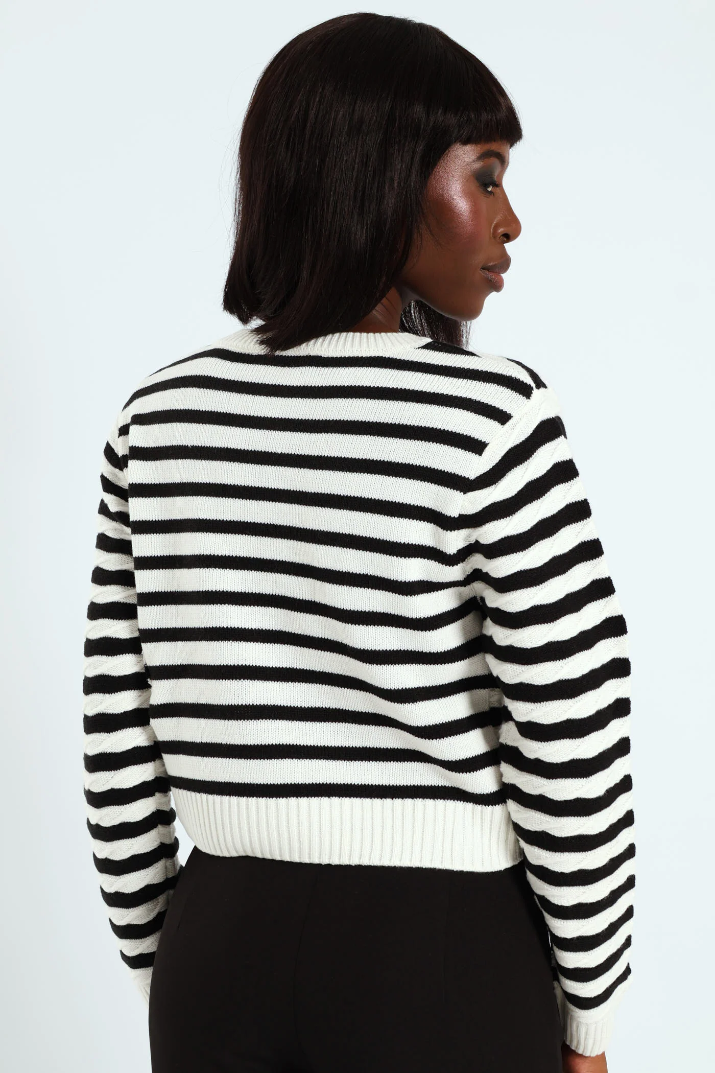 Stripe Cardigan - Black/White - Image 4
