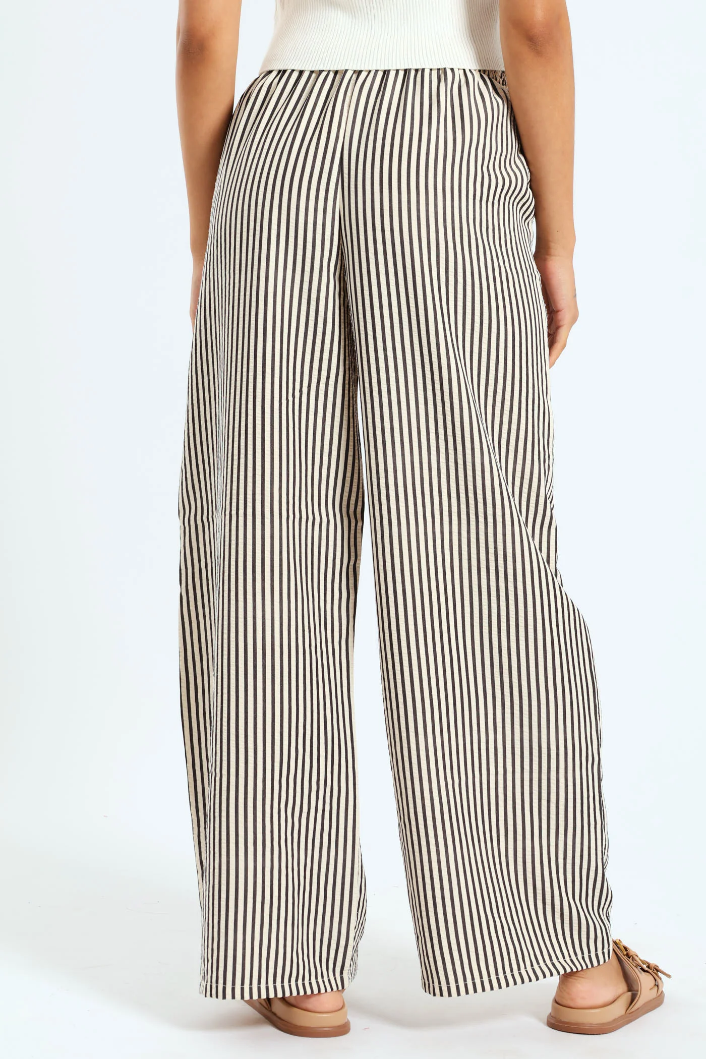 Stripe Casual Pants - Beige/Black - Image 3