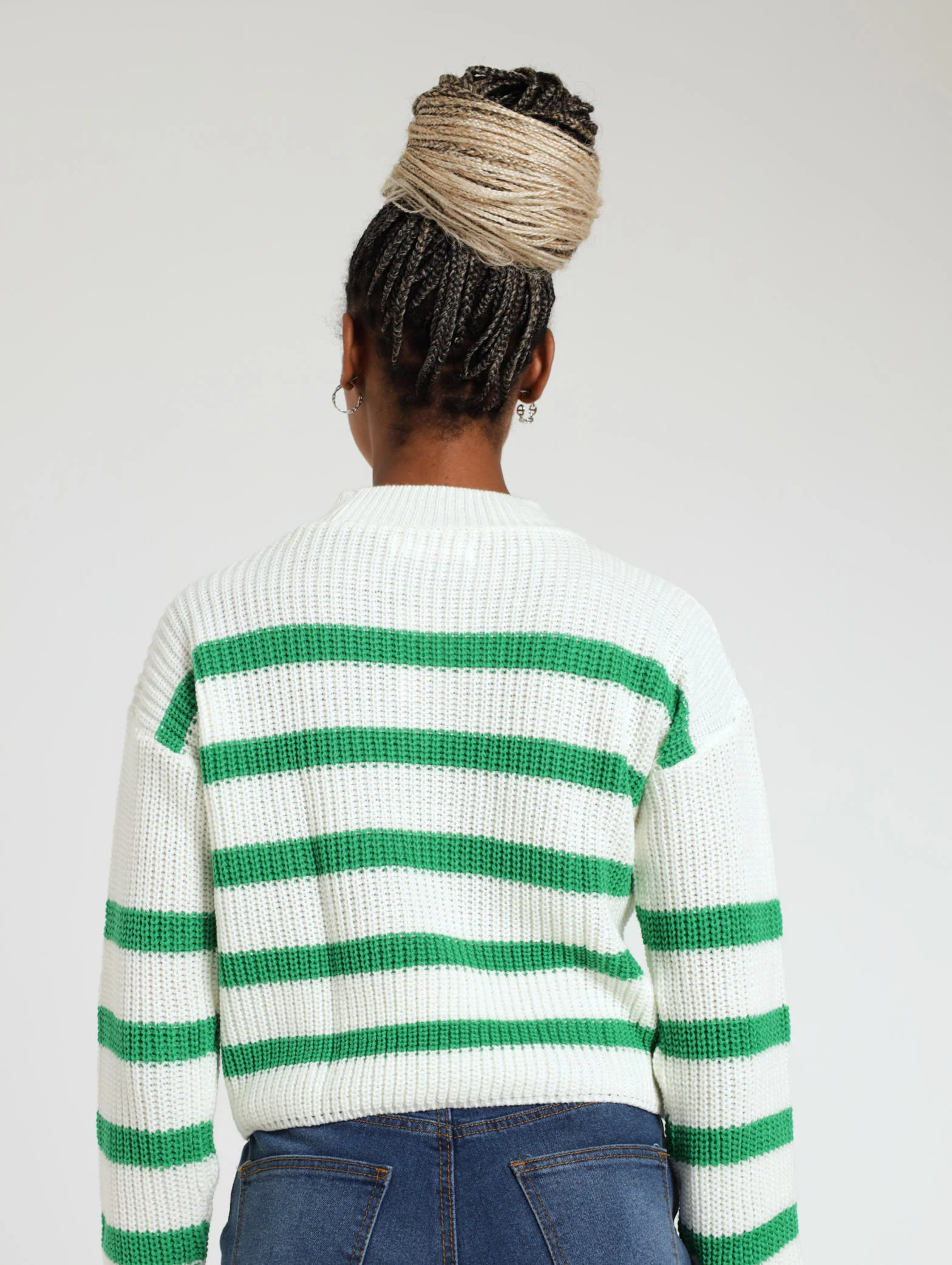 Stripe Green Chunky Knit Jersey - Image 3