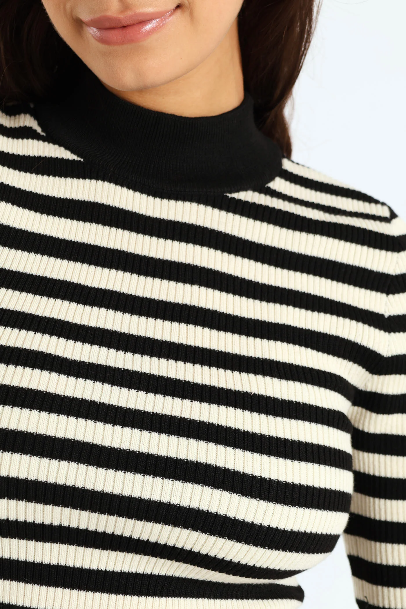 Stripe Knitwear Pullover - Black/Cream - Image 3
