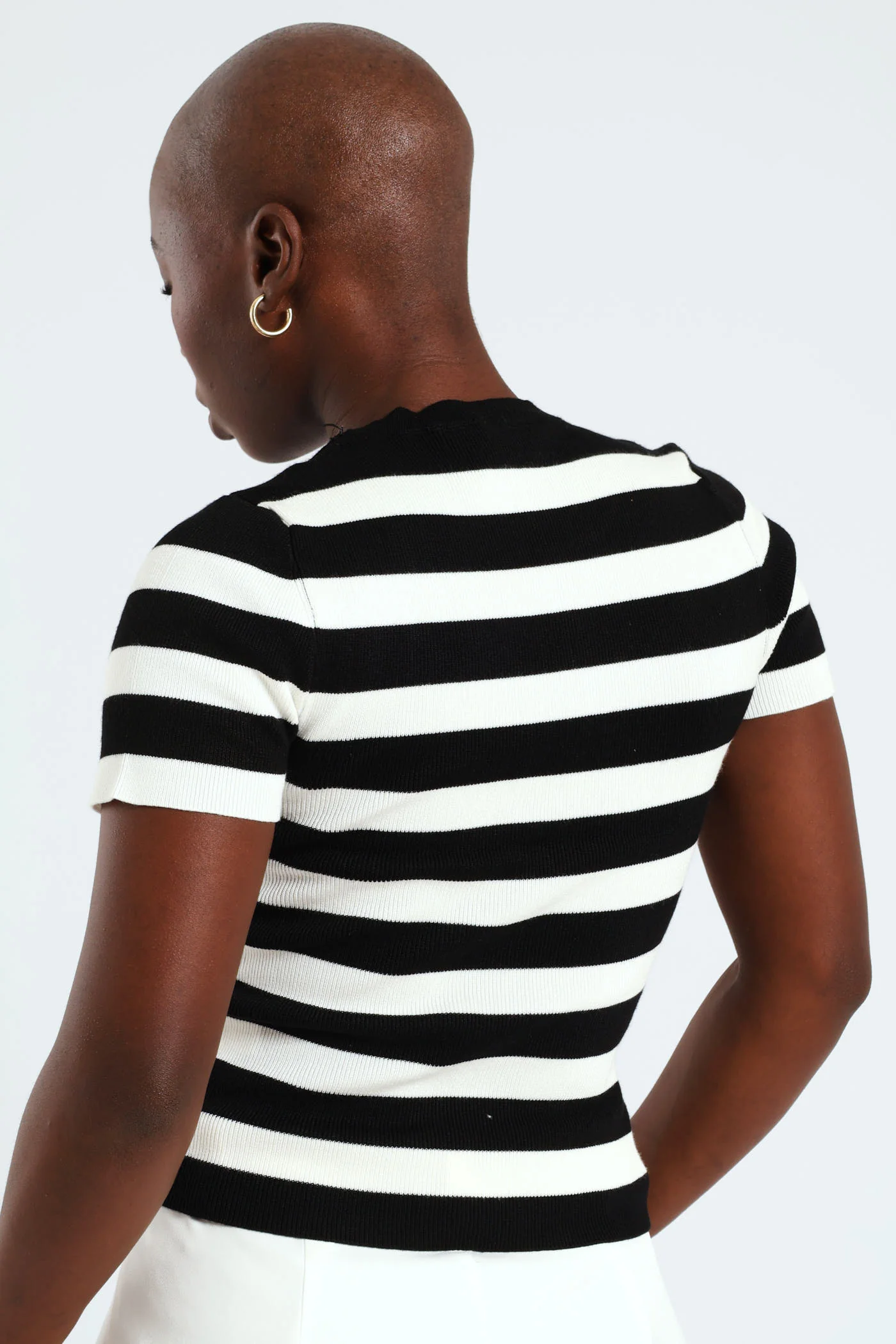 Stripe Knitwear Top - Black/White - Image 3