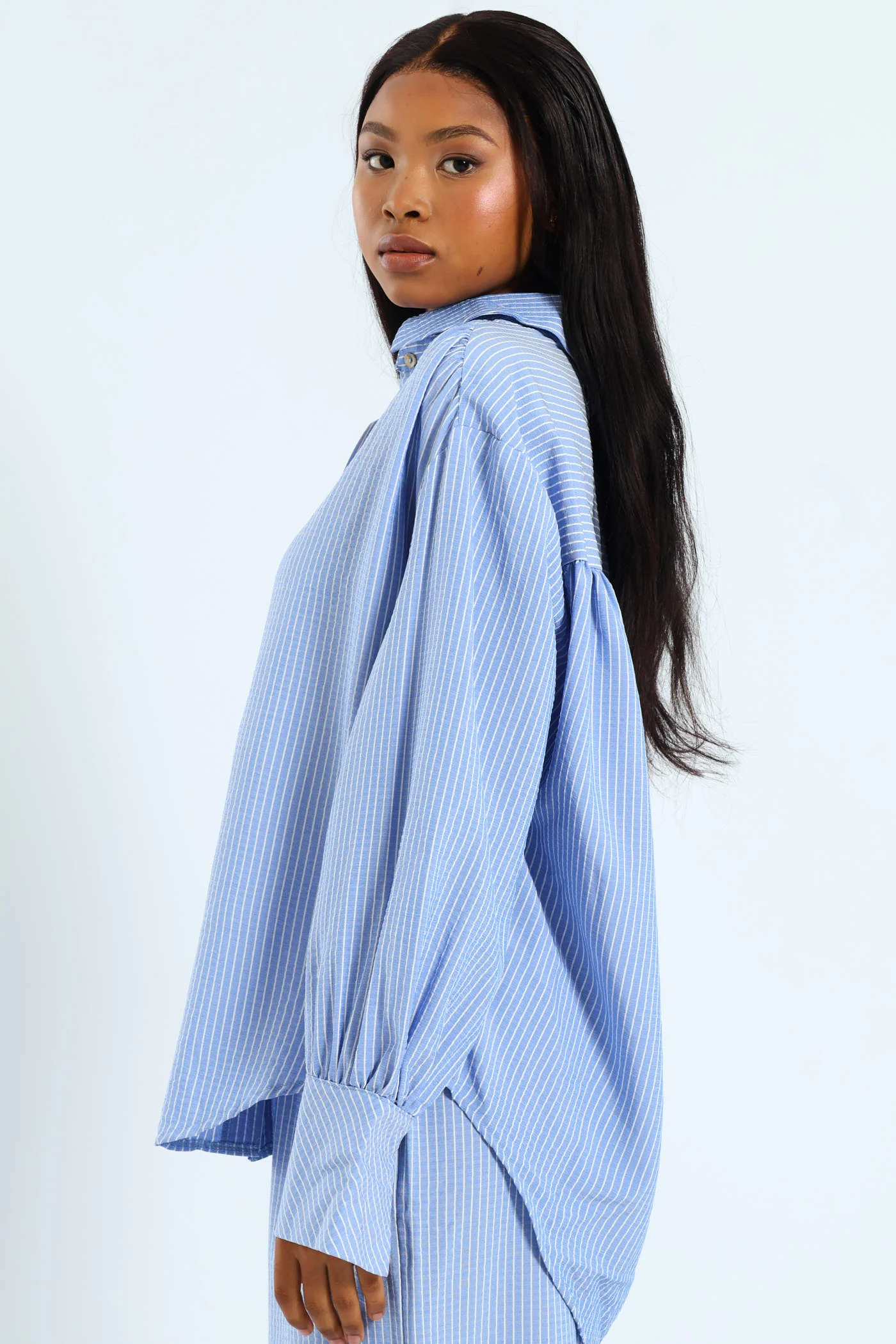 Stripe Long Sleeve Shirt - White/Blue - Image 3