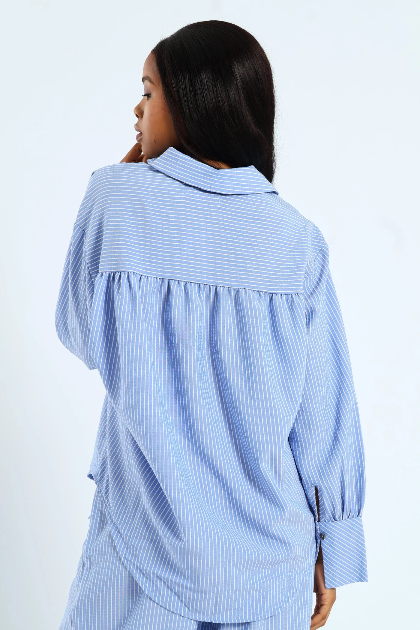 Stripe Long Sleeve Shirt - White/Blue - Image 5