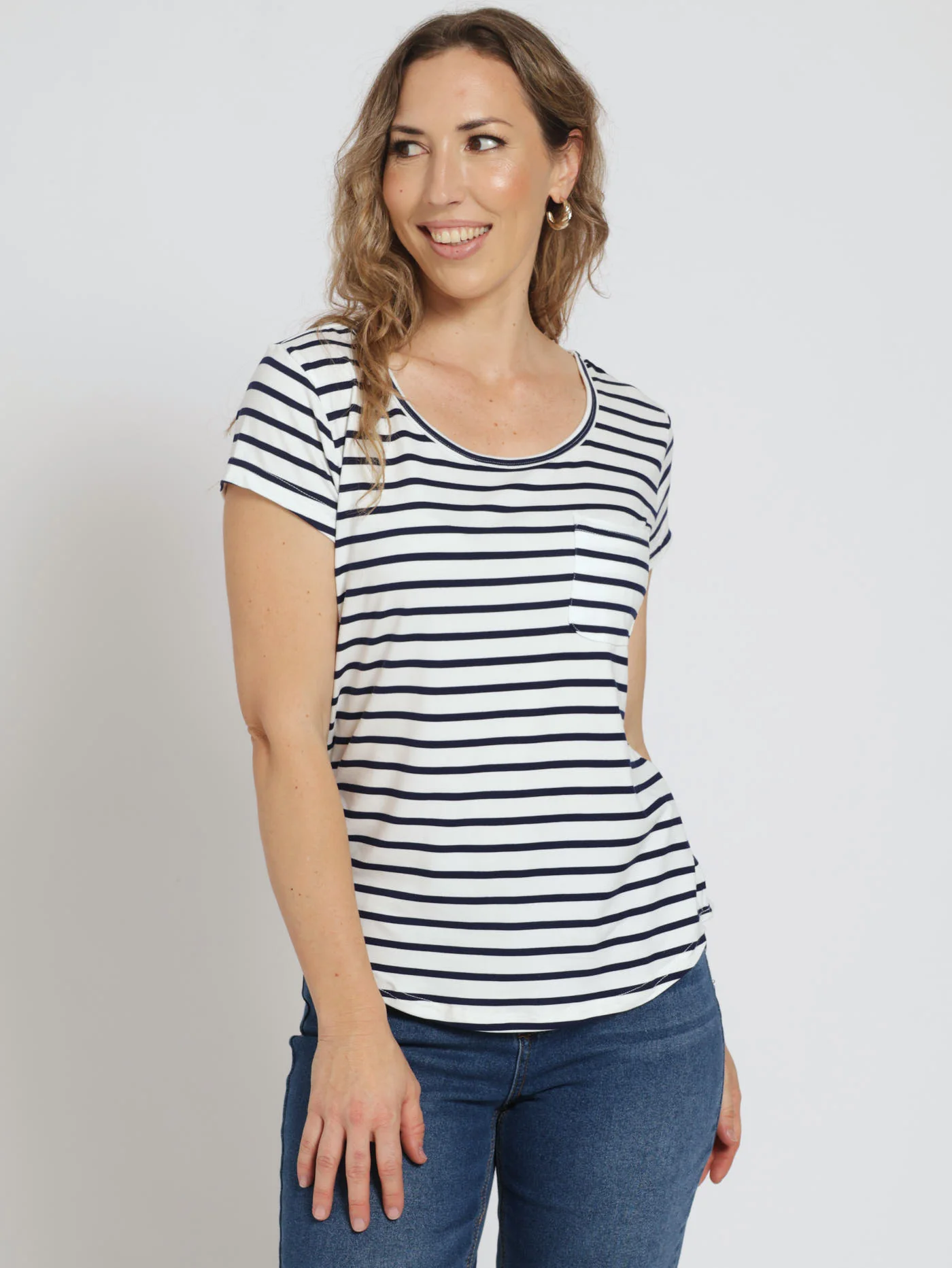 Stripe Loose Fit Tee - White/Black