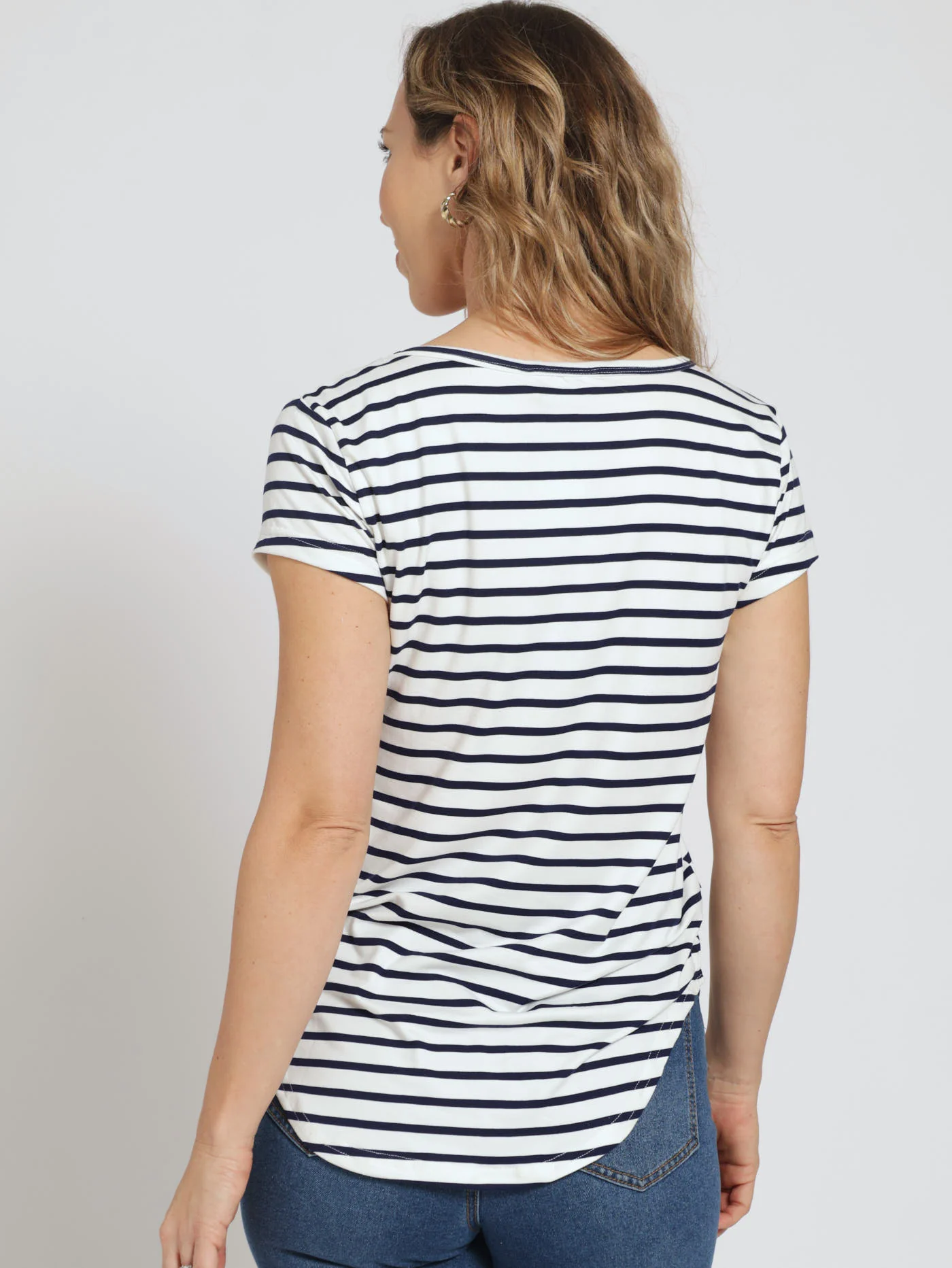 Stripe Loose Fit Tee - White/Black - Image 3