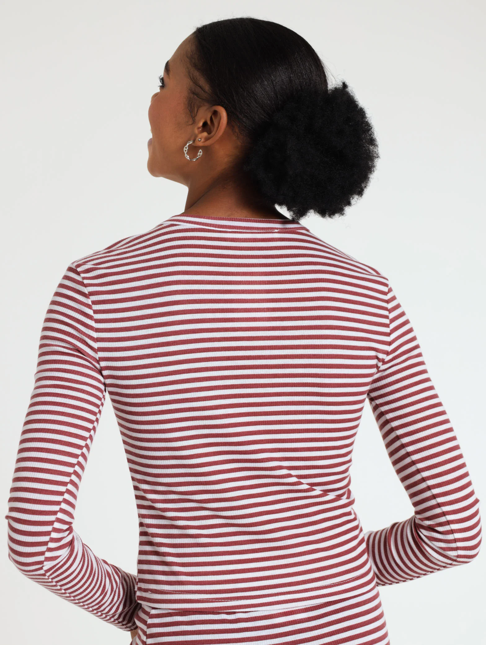 Stripe Ribb Long Sleeve Top - Image 3