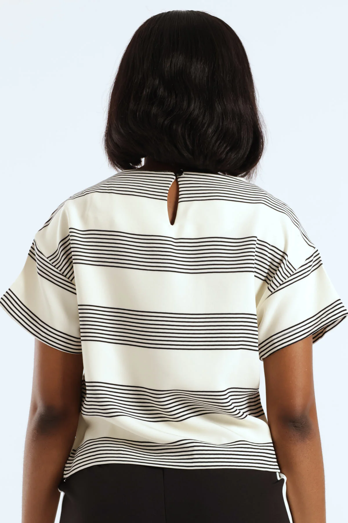 Stripe Tee With Contrast Piping Neck - Multi - Image 2