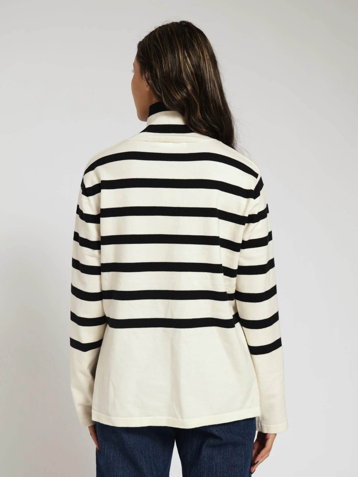 Stripe Turtle Neck - Black/Cream - Image 3