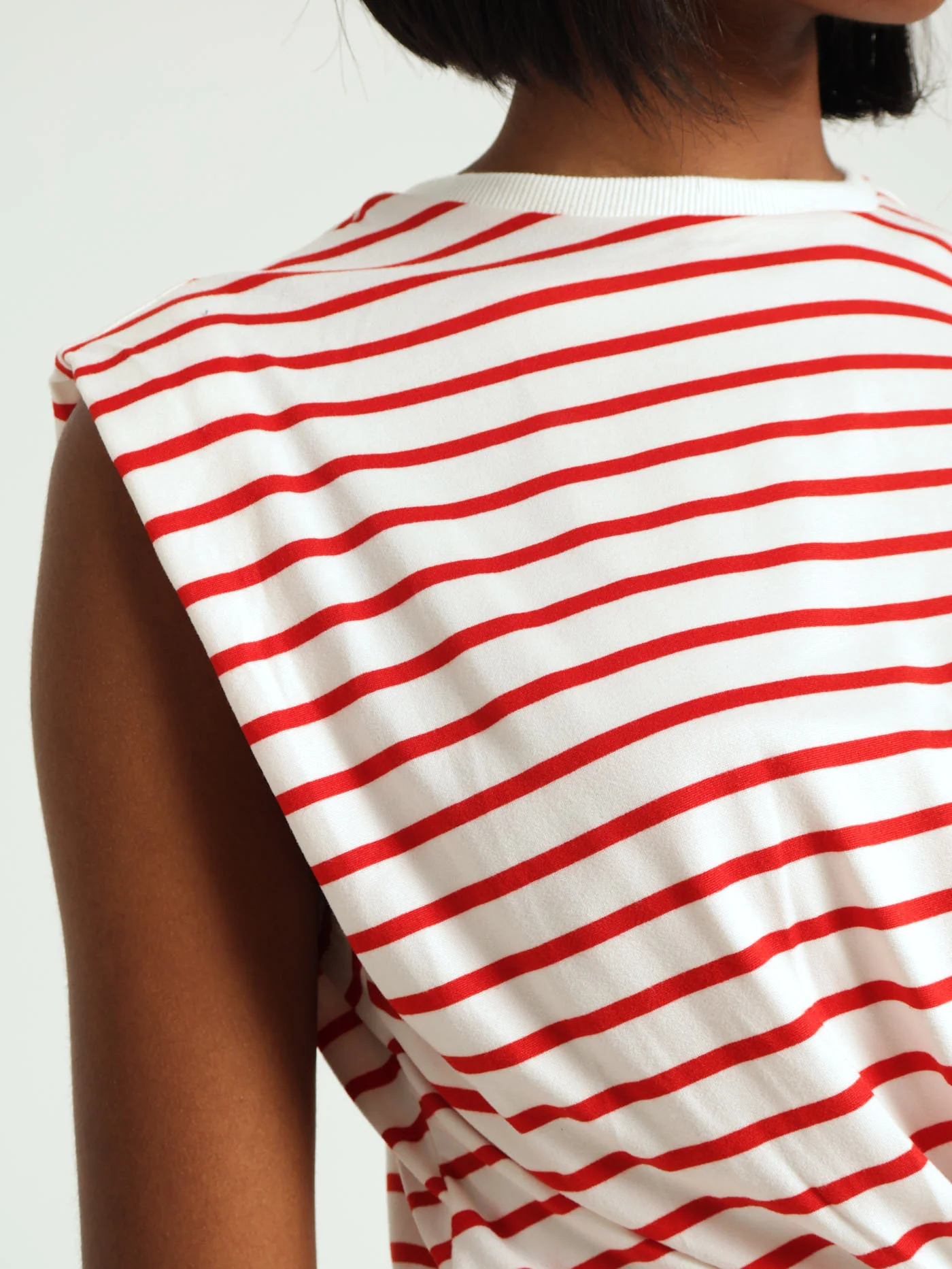 Stripe Twist Front Top - White/Red - Image 4