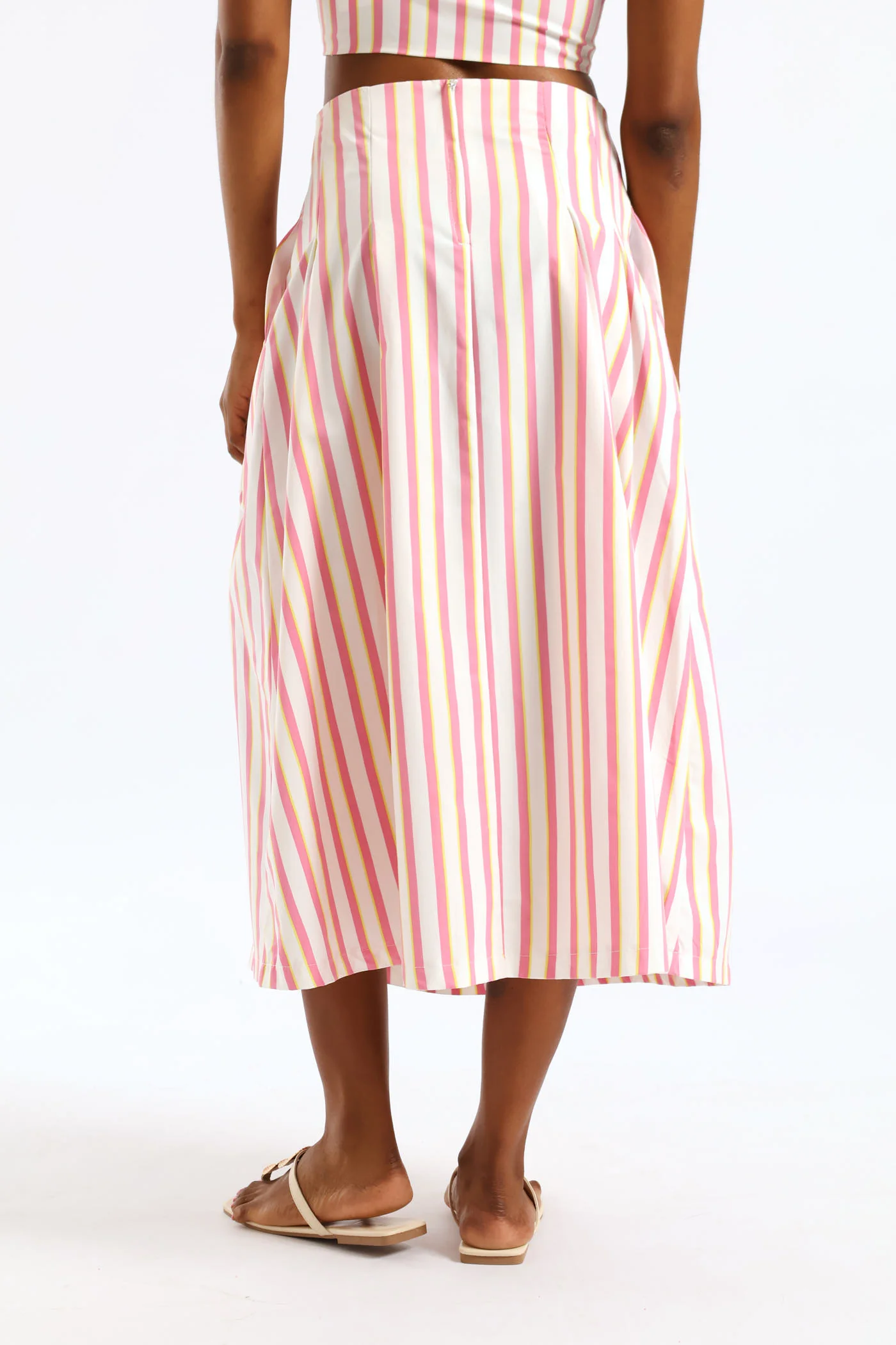 Striped Flared Midi Skirt - Multi - Image 5