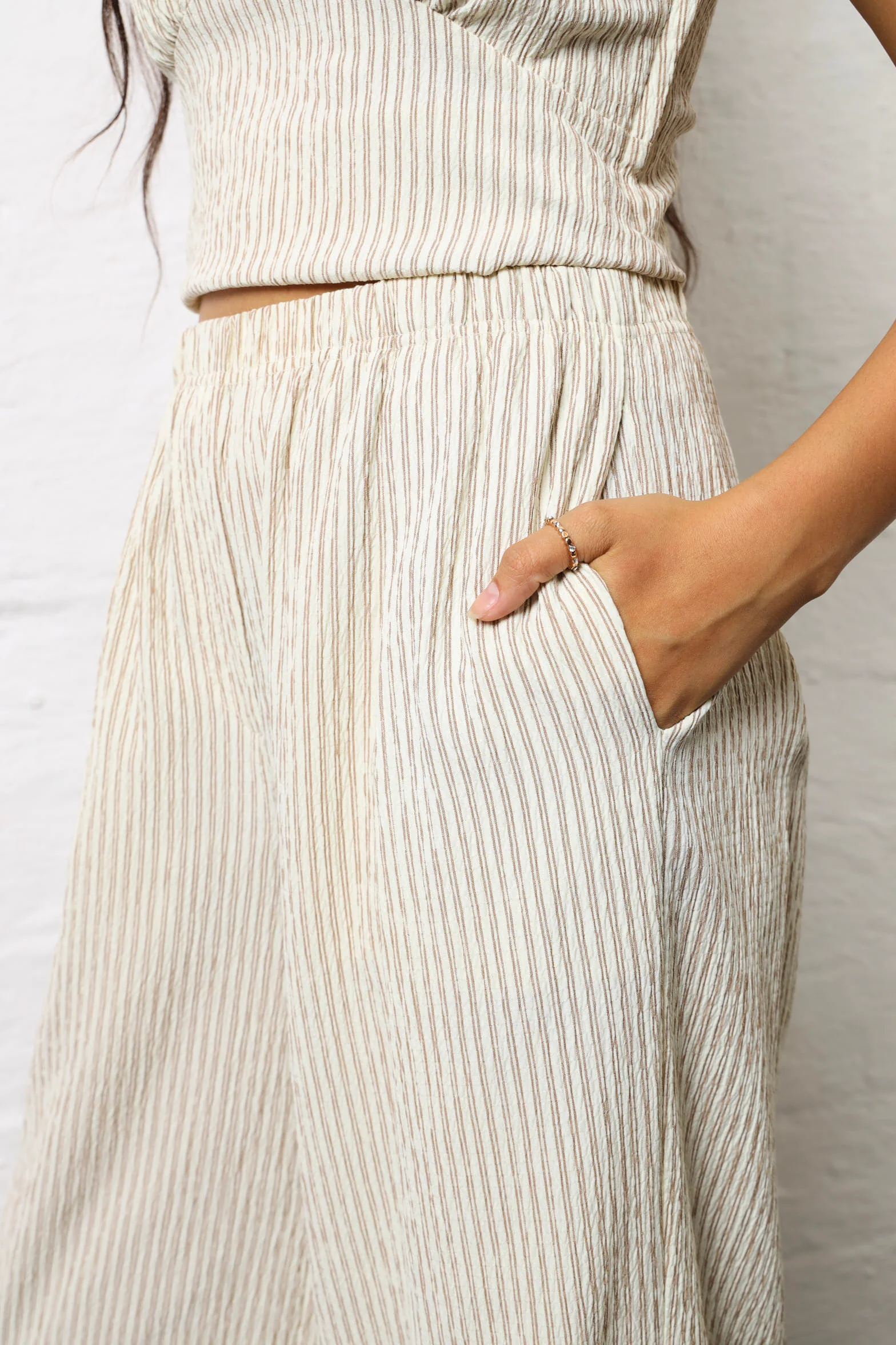 Striped Textured Wide Leg Pants - Multi - Image 4
