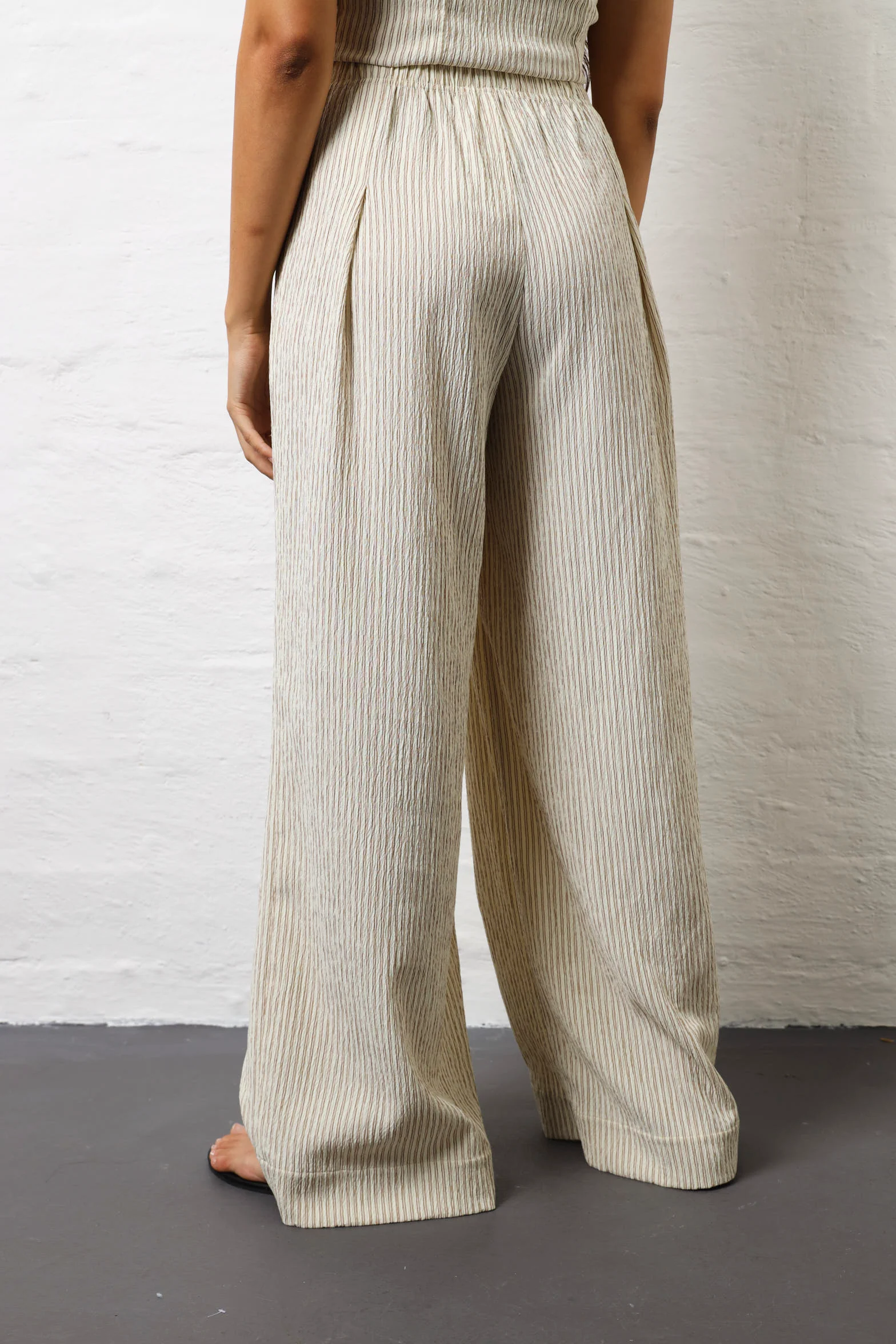 Striped Textured Wide Leg Pants - Multi - Image 5