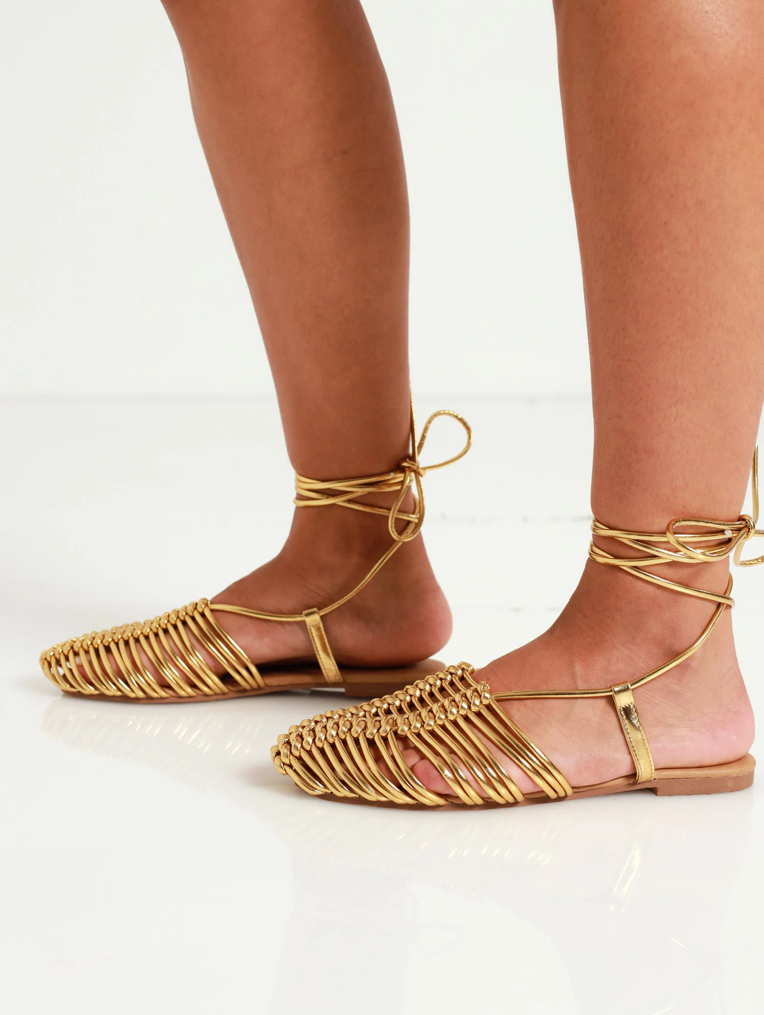 Strippy Tubular Weave Closed Toe Lace Up - Image 2