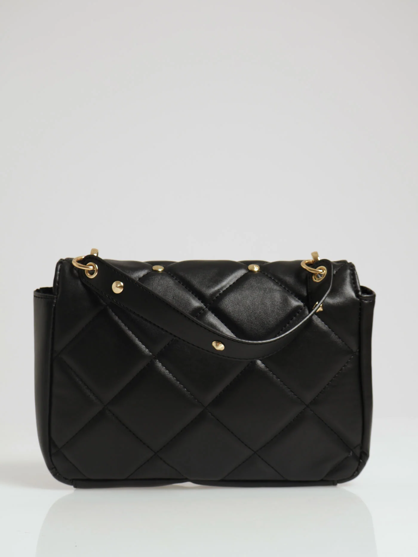 Structured Quilted Stud Detail Satchel Bag - Black - Image 2