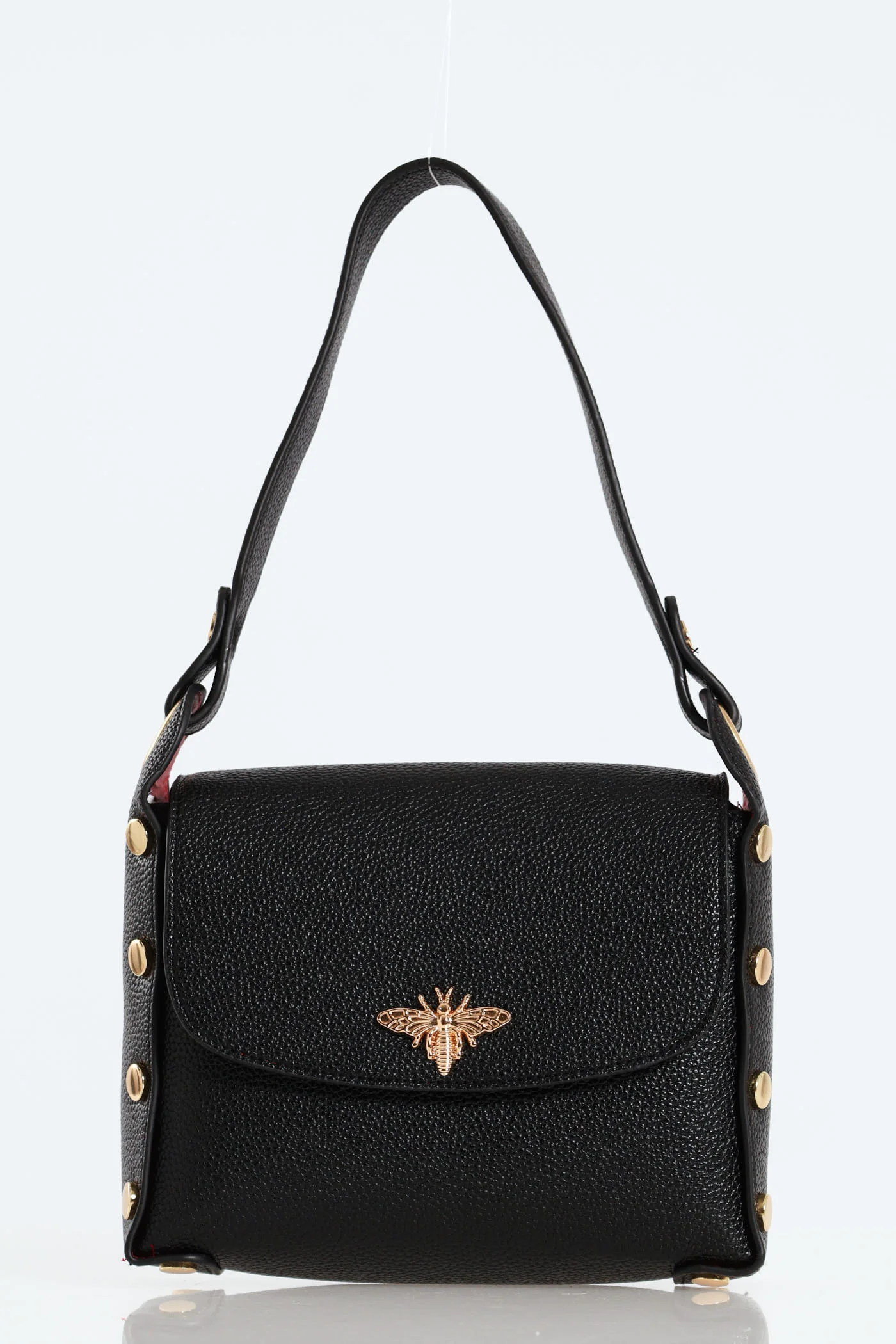 Stud Detail Bee Trim Satchel - Black