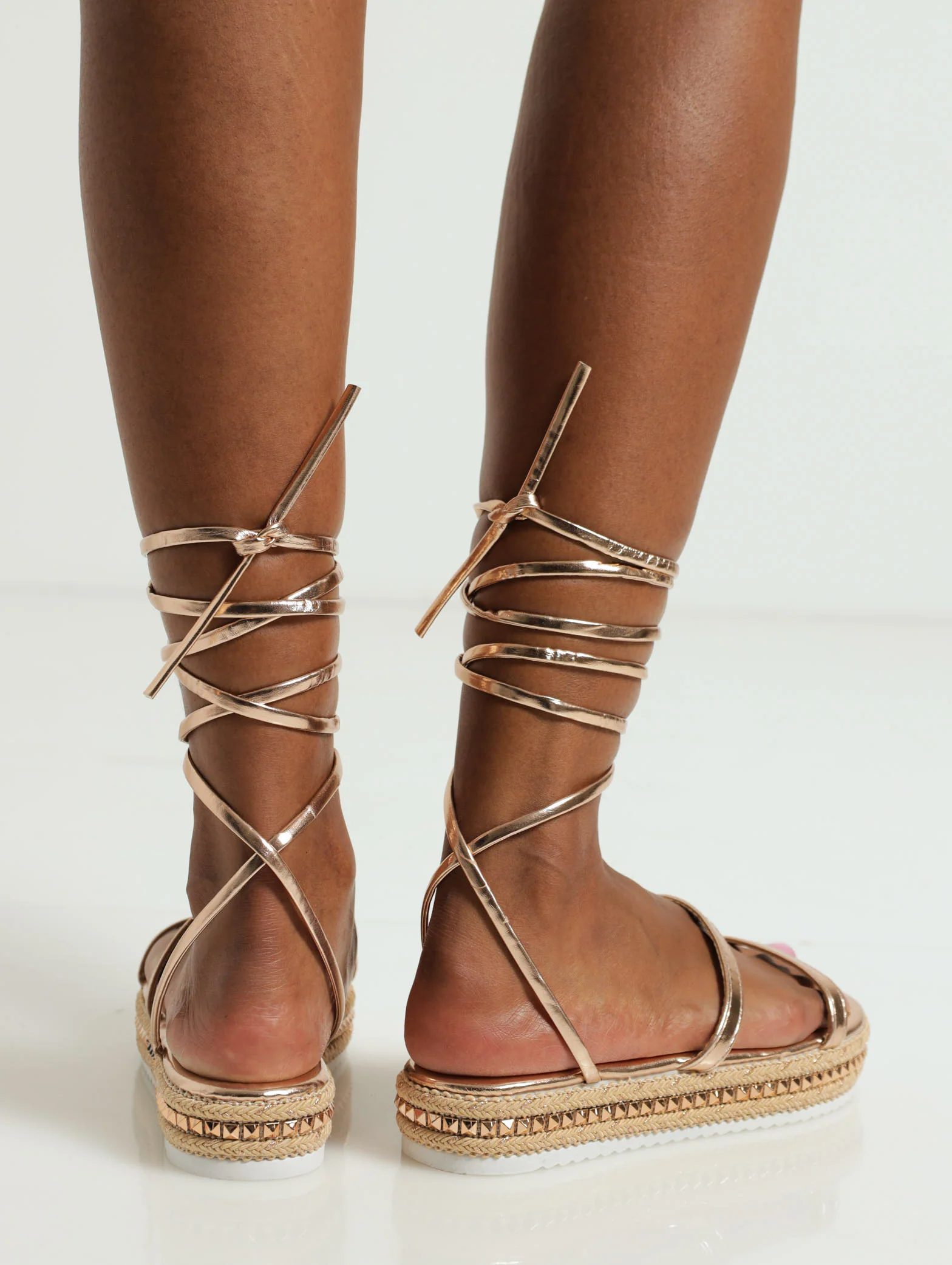 Studded Espadrille Double Strap Flatform Sandal - Image 3