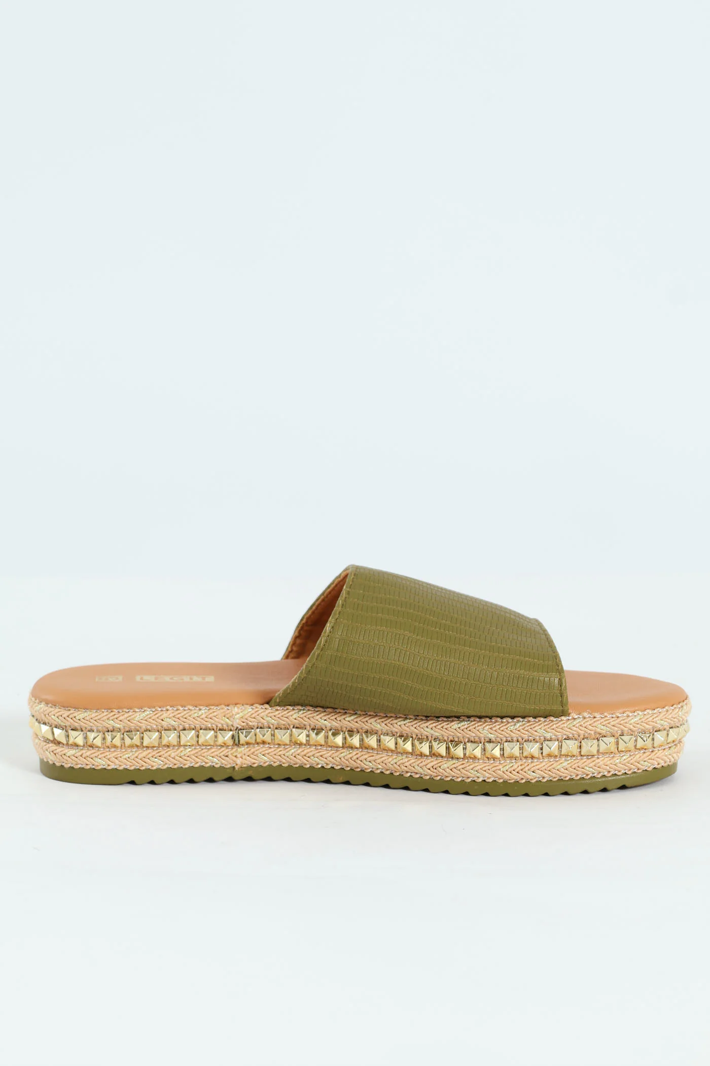 Studded Flatform Espadrille Detail Sandal - Fatigue