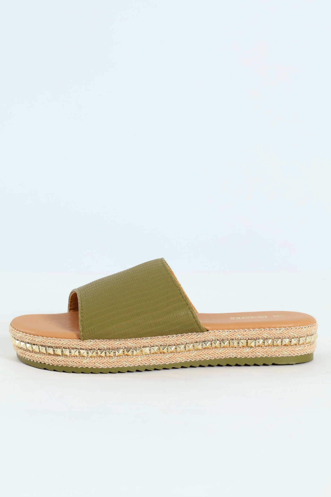 Studded Flatform Espadrille Detail Sandal - Fatigue - Image 3