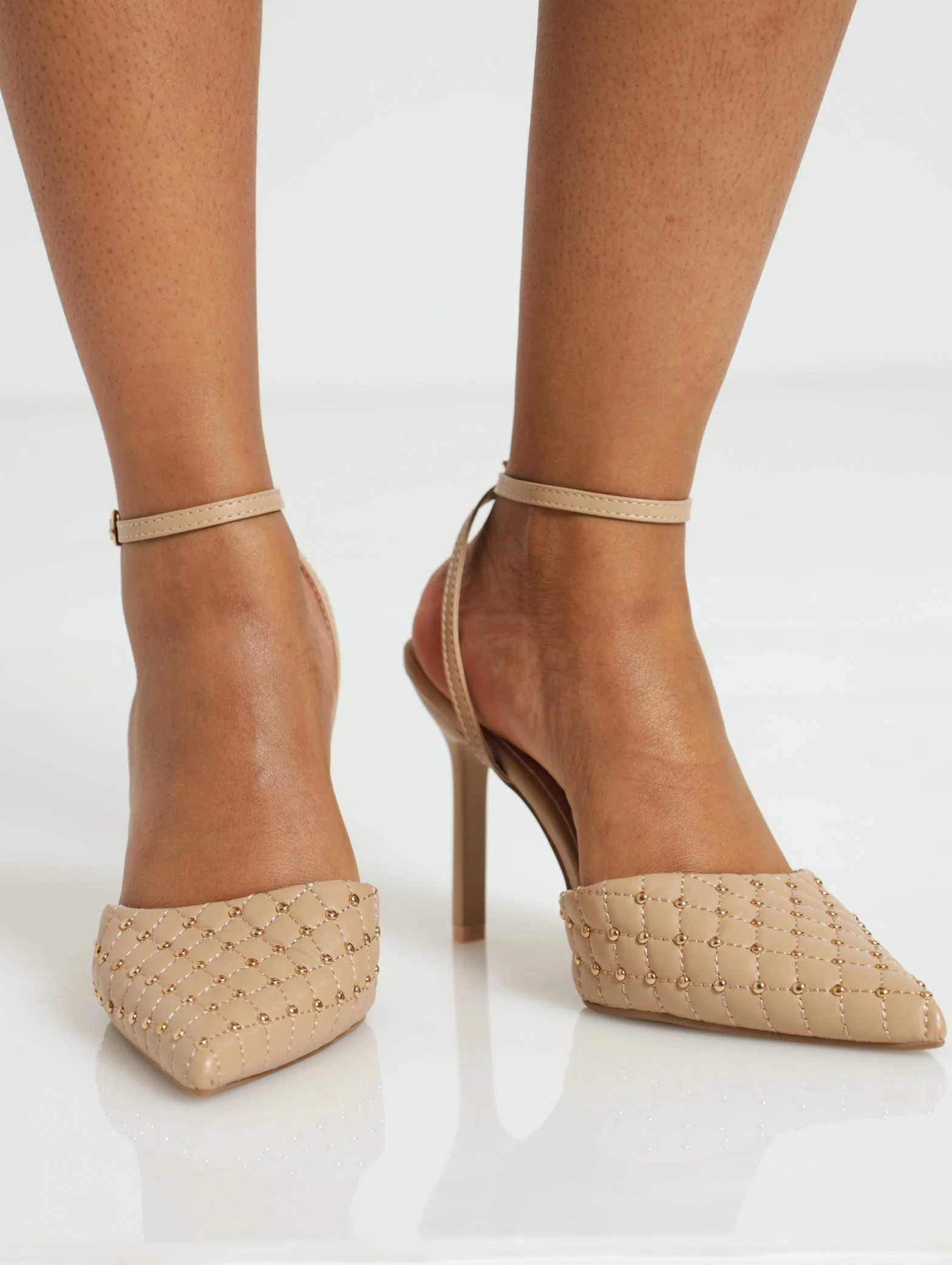 Studded Openback Court Stiletto With Ankle Strap - Image 2