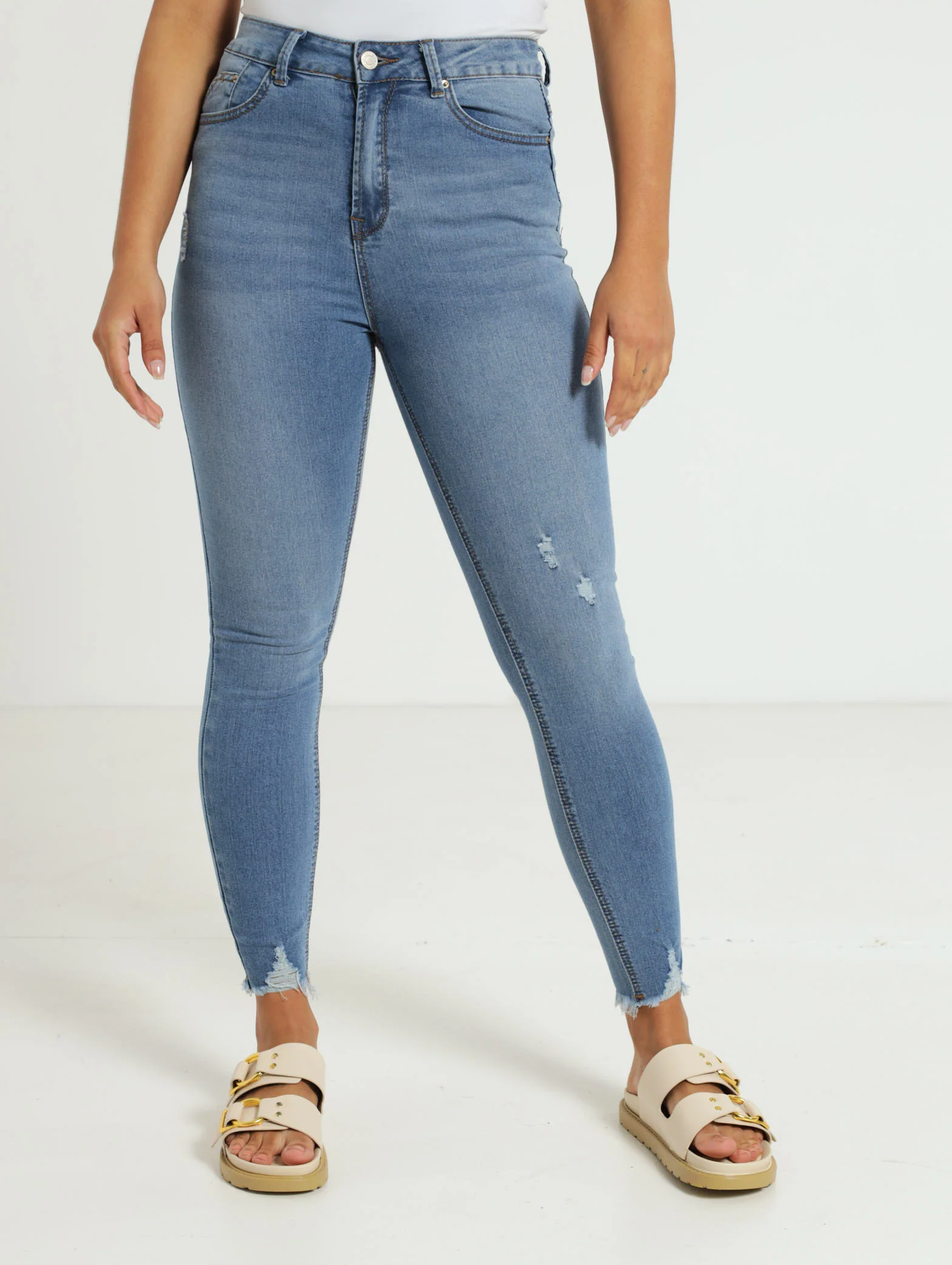 Super High Rise Abraised Skinny Jean