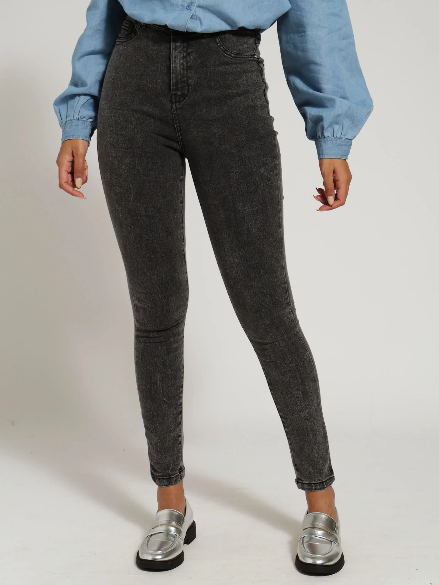 Hi-Rise Skinny Jean - Black Acid Wash