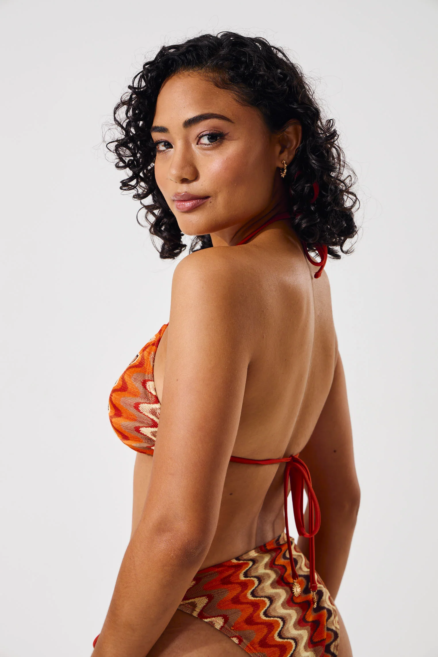 Swirl Mesh Bikini Top With Charms - Rust - Image 3