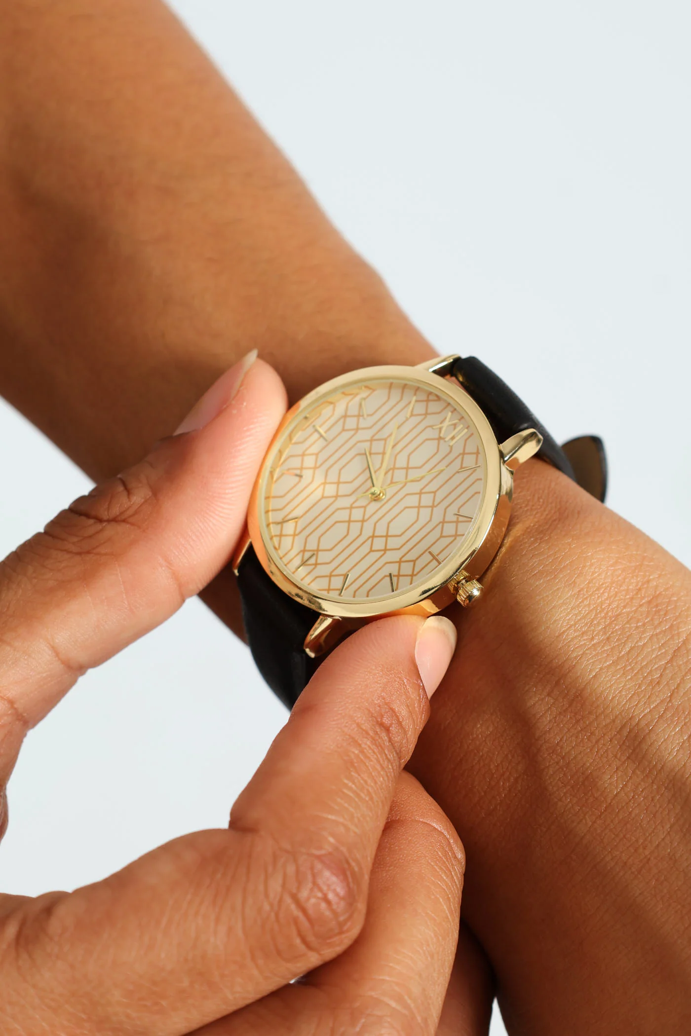 Swirl Print Inner Dial Watch - Black
