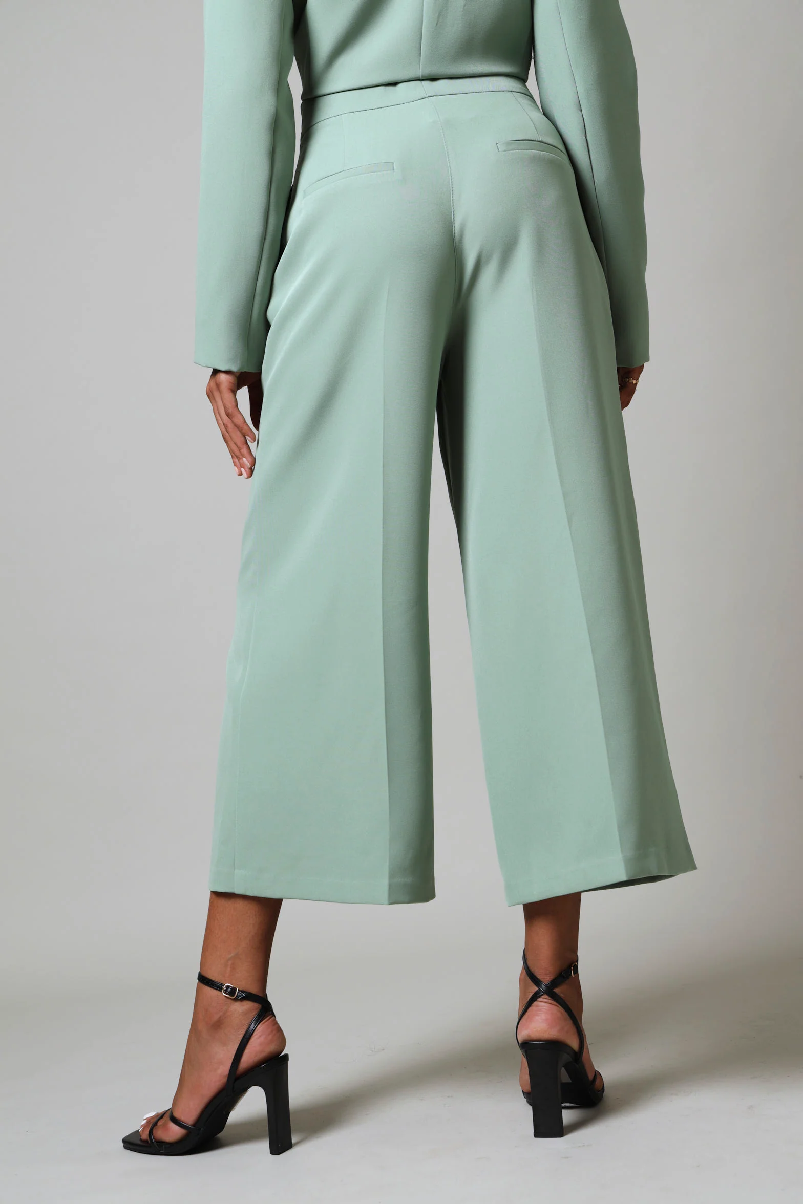 Tab Detail Culotte Pants - Sage - Image 3