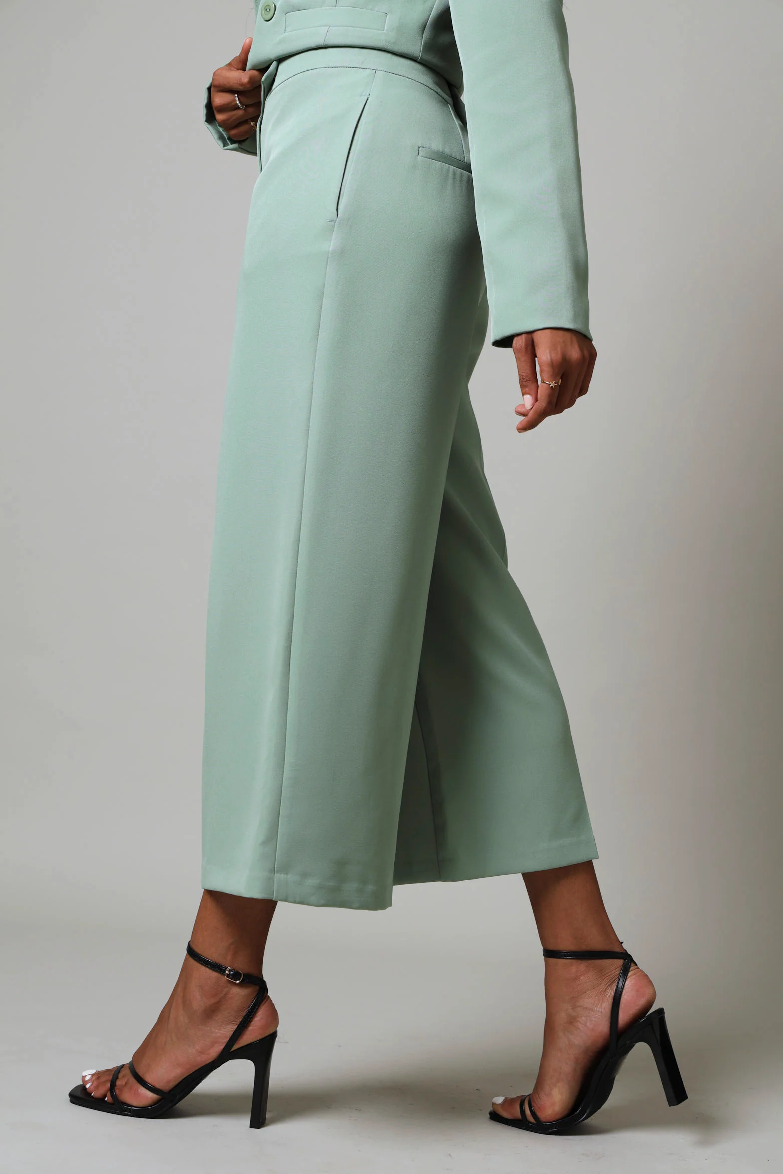 Tab Detail Culotte Pants - Sage - Image 4