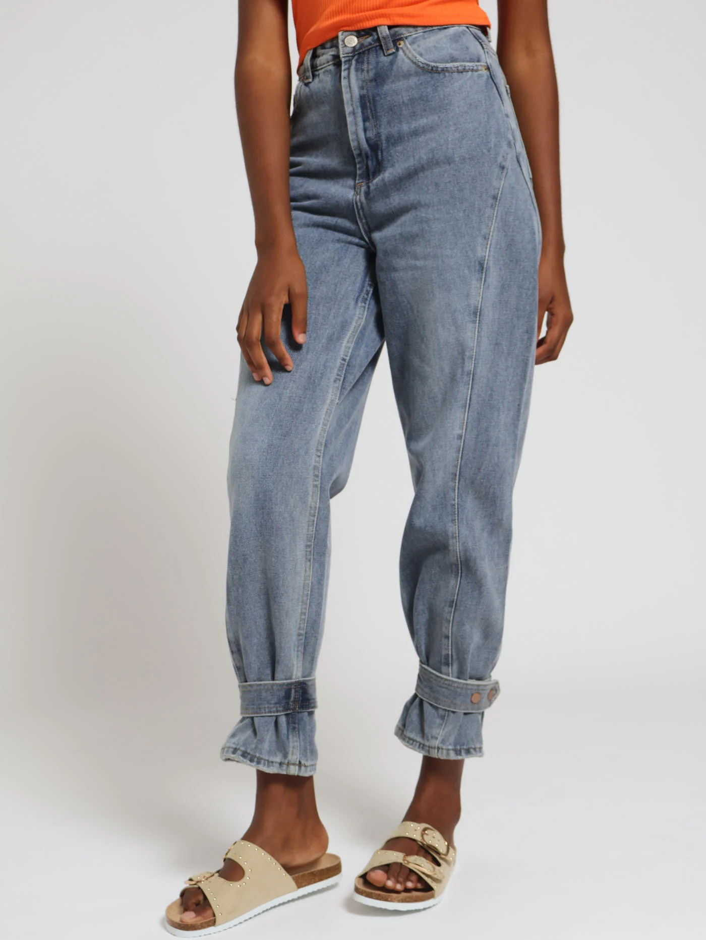 Tabbed Hem Mom Jean - Salty Light Wash - Image 2